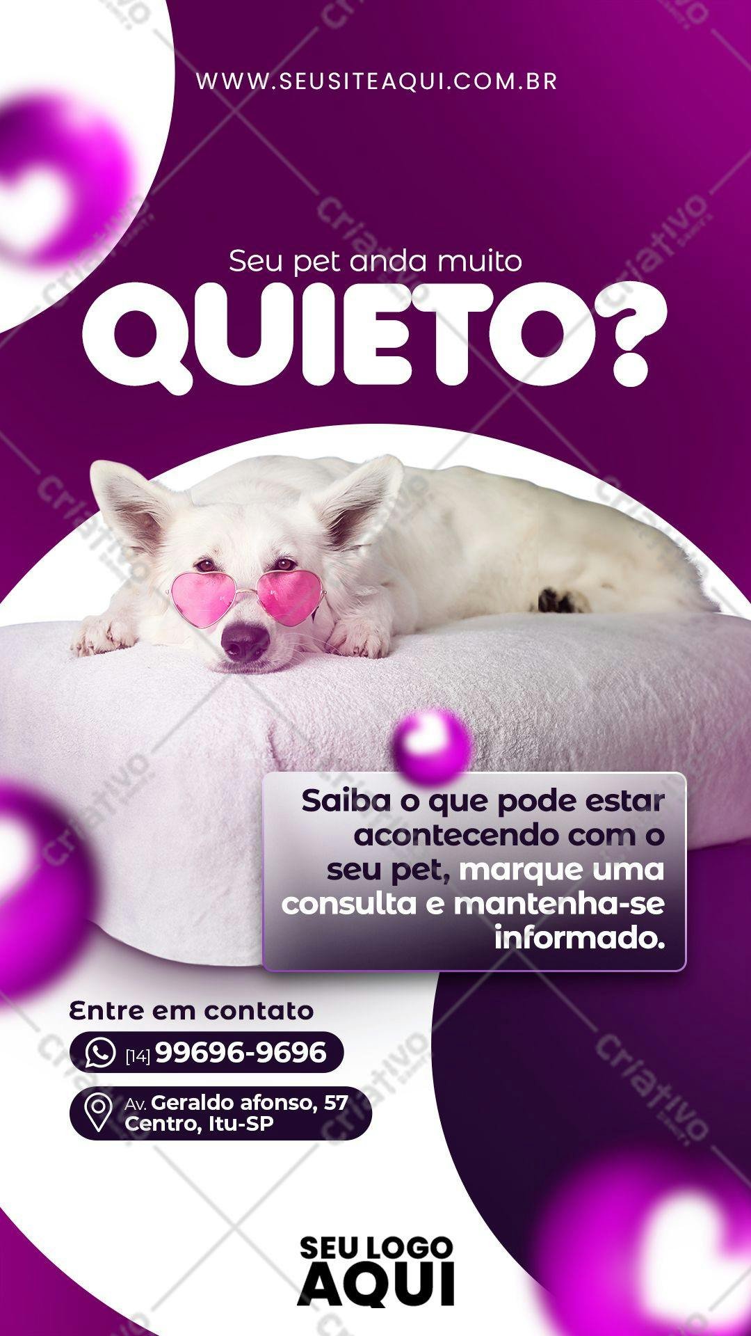 Flyer para Veterinária com Cachorro Branco PSD Editável