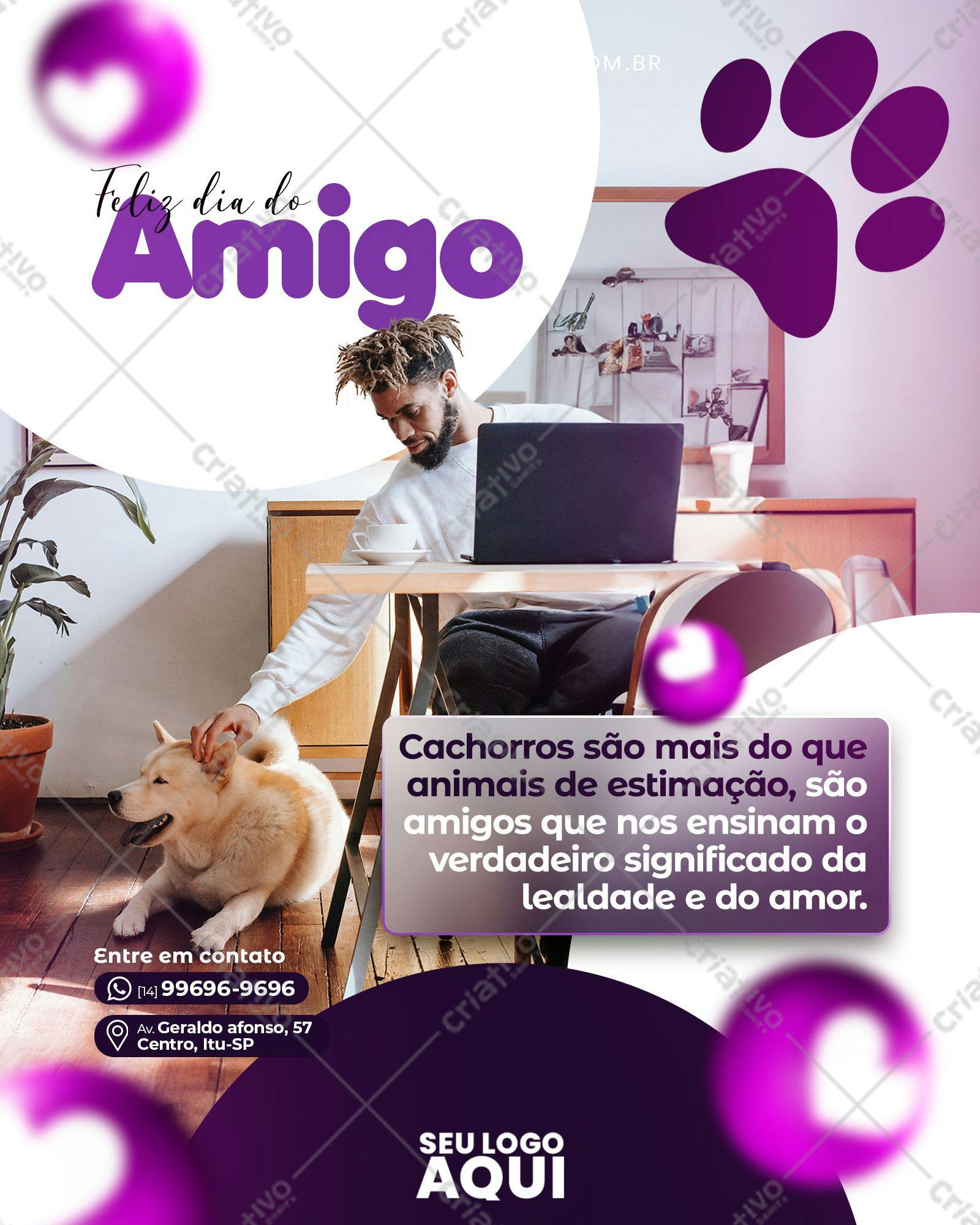 Post para o Dia do Amigo com Cachorro PSD Editável