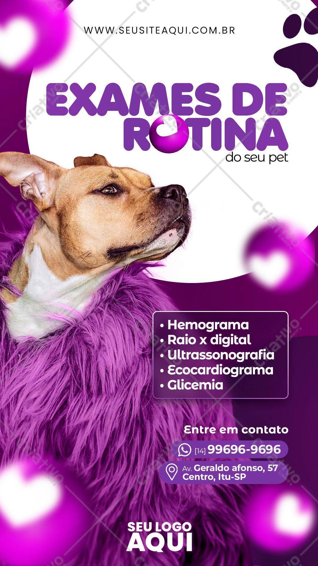 Flyer para Exames de Rotina Veterinários PSD Editável
