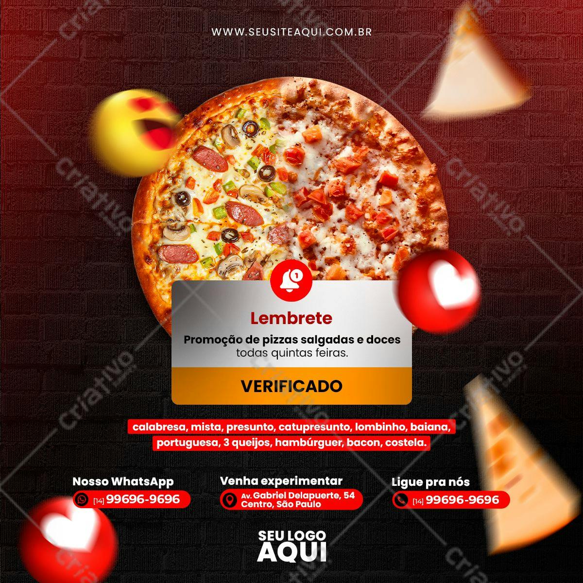 Template de Post para Redes Sociais Pizza Quinta PSD Editável