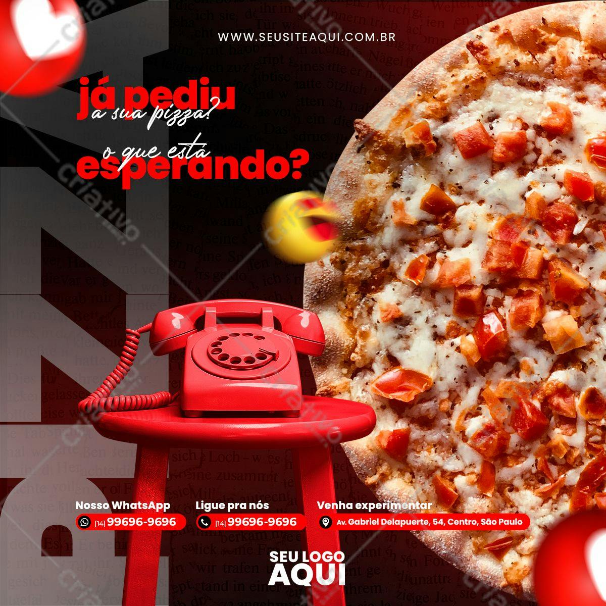 Post para Redes Sociais Pizza Deliciosa PSD Editável