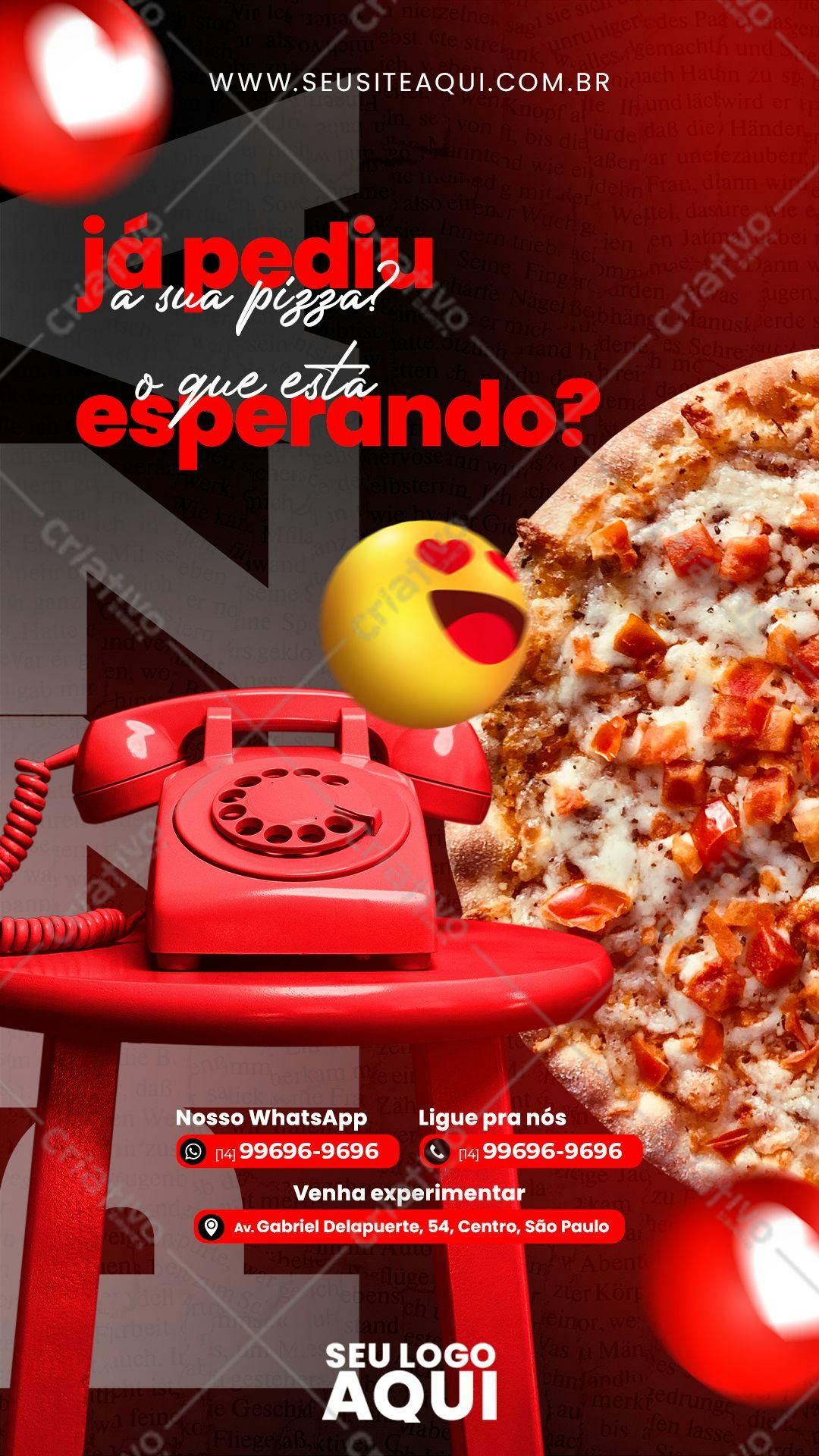 Flyer para Pedido de Pizza PSD Editável