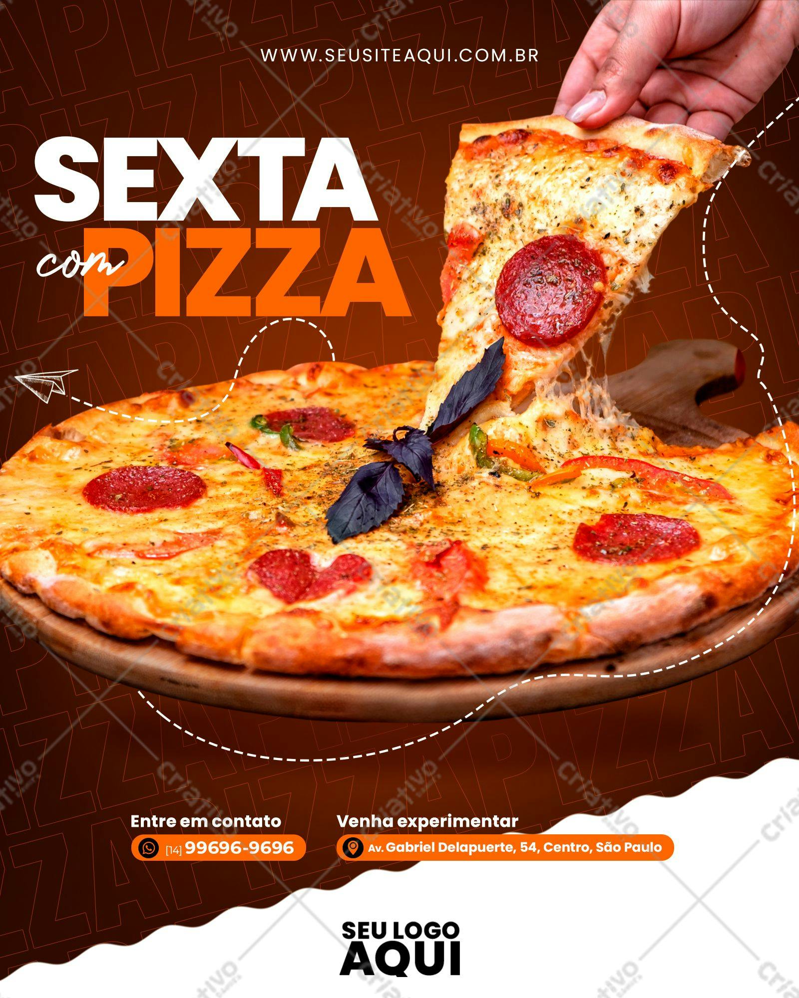 Flyer para Sexta com Pizza PSD Editável