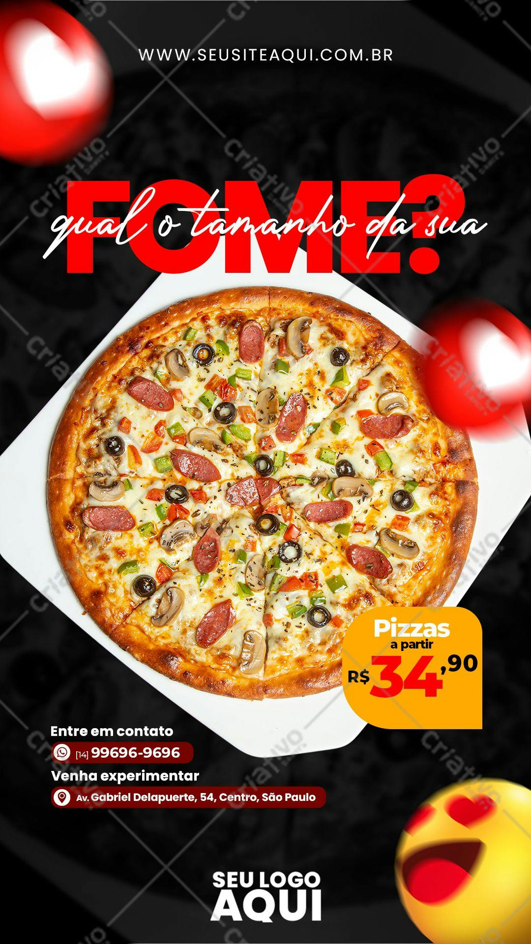 Flyer para Pizzaria com Pizza Deliciosa PSD Editável