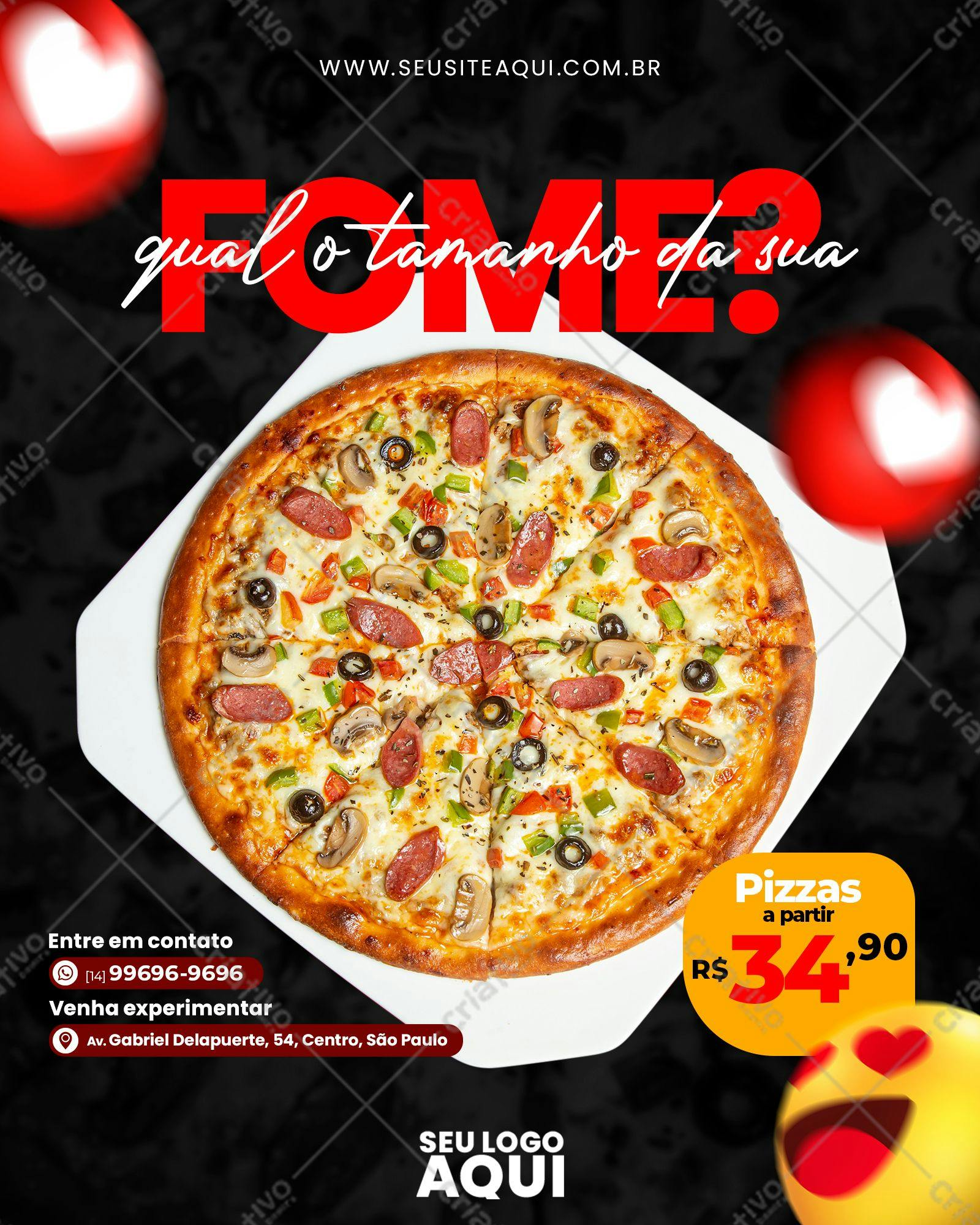 Template de Cardápio para Pizzaria PSD Editável