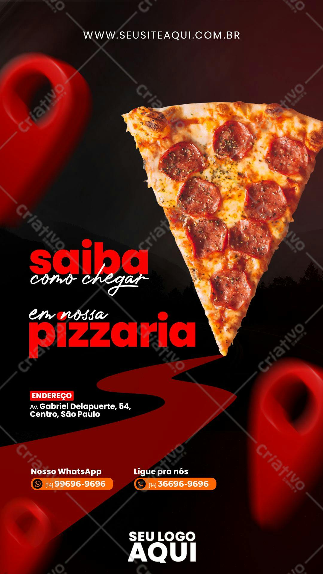 Flyer para Pizzaria com Fatia de Pizza Pepperoni PSD Editável
