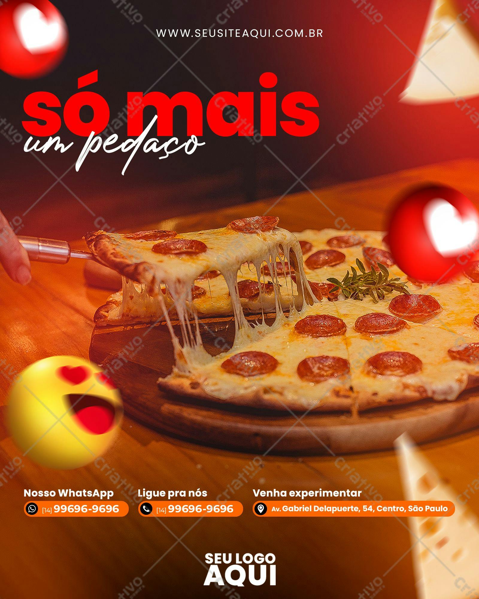 Post para Redes Sociais Pizza com Queijo PSD Editável