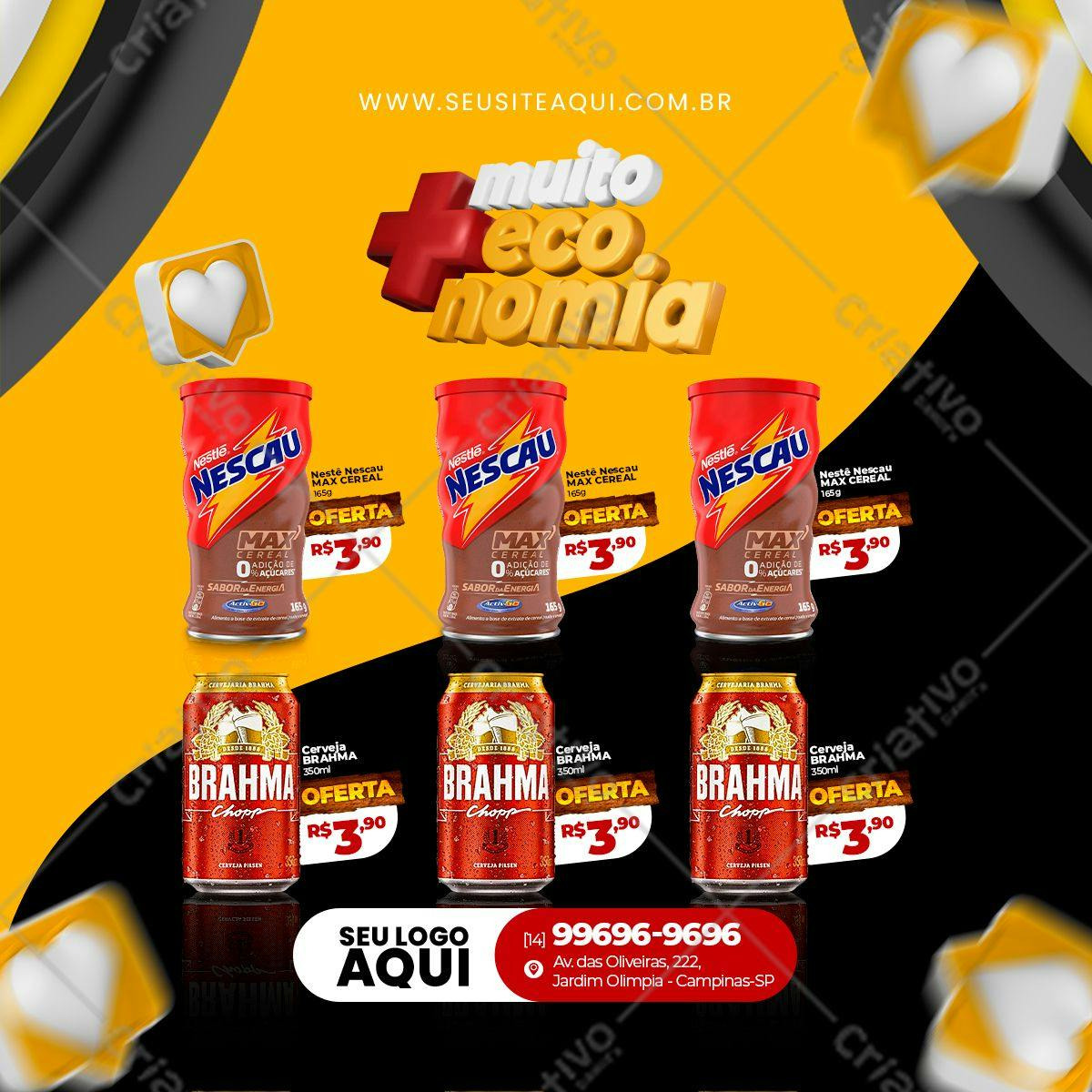 Banner de Promoção de Bebidas e Nescau PSD Editável