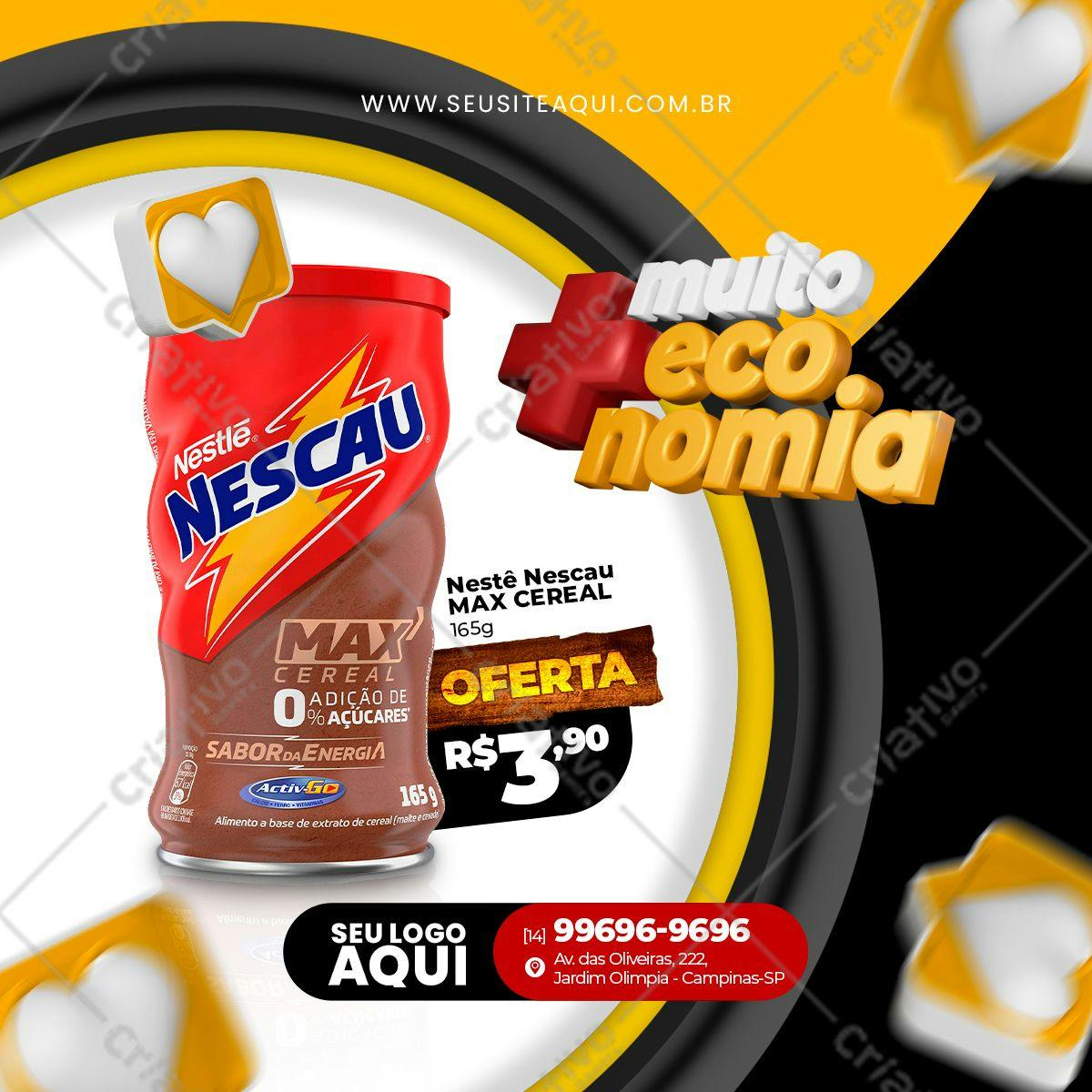 Post para Redes Sociais Promoção Nescau PSD Editável
