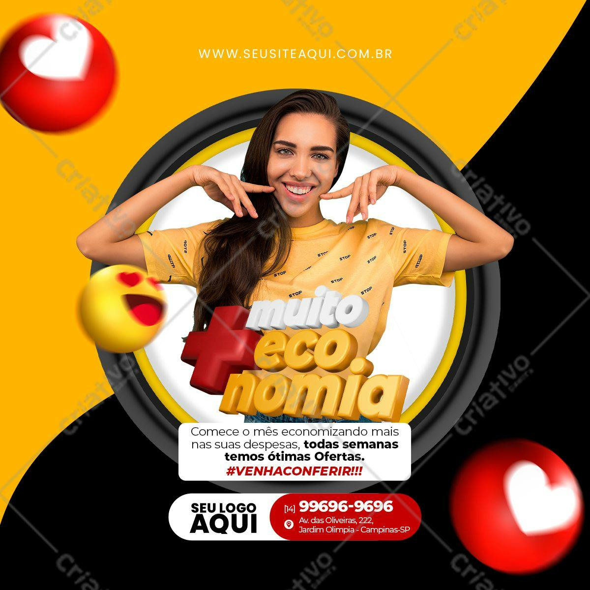 Post para Redes Sociais Economia PSD Editável