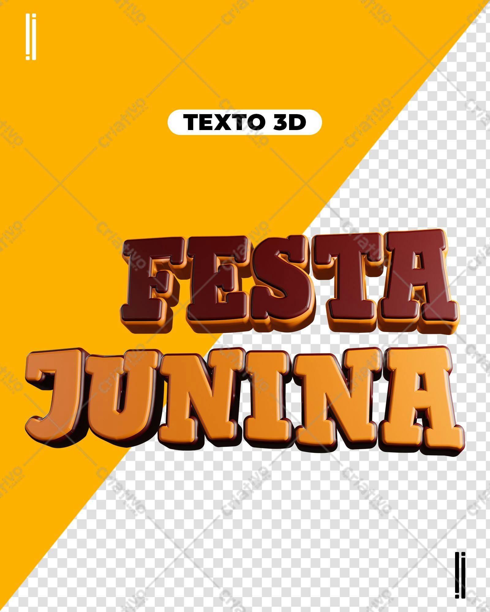 Selo 3D Festa Junina marrom e laranja 3D