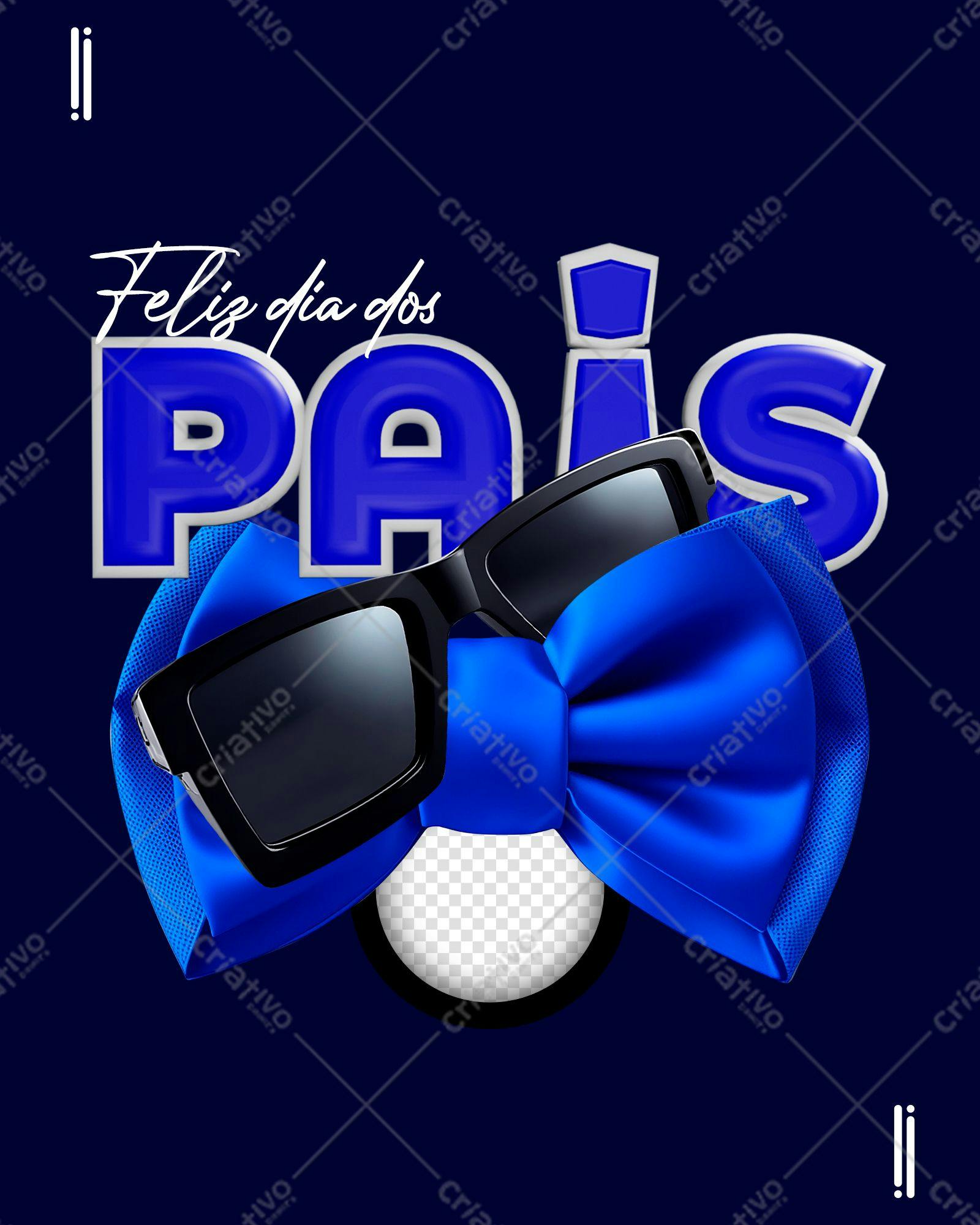 Selo 3D Dia dos Pais Azul e Preto