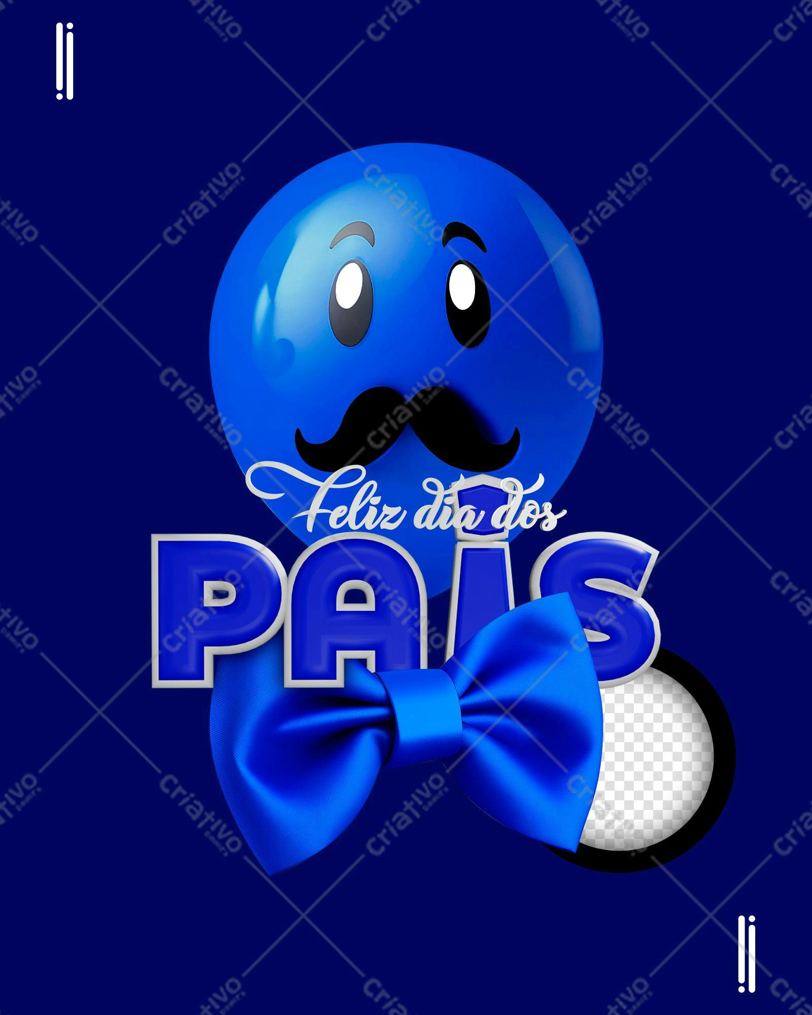 Selo 3D Dia dos Pais Azul e Prata