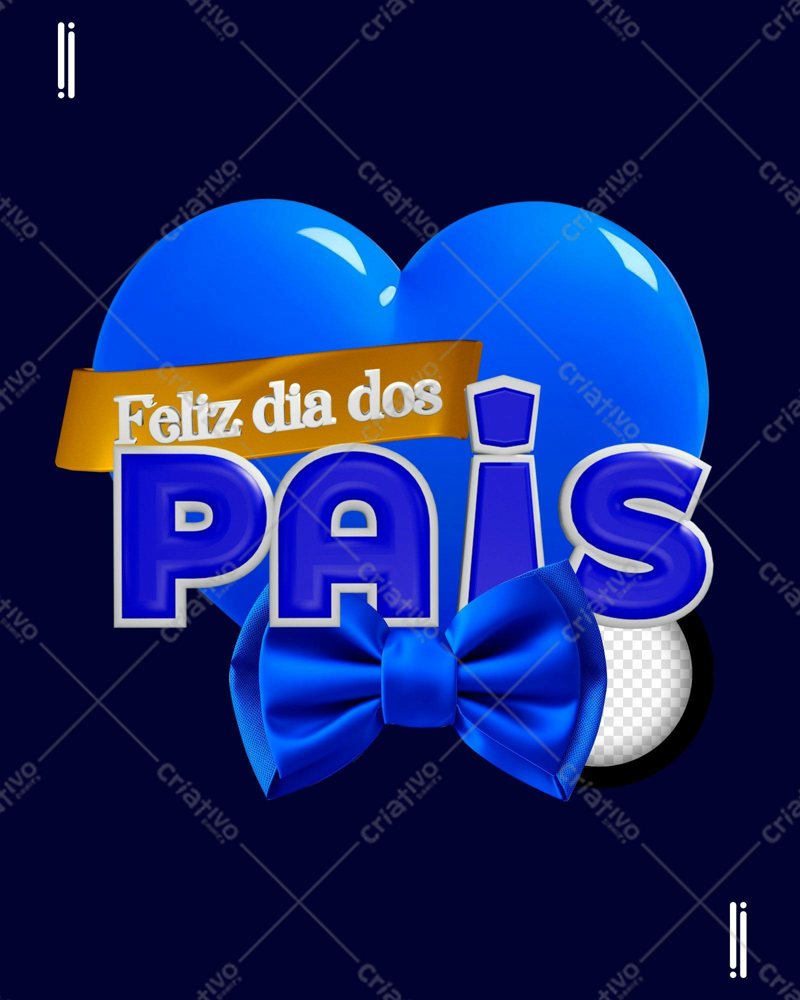 Selo 3D Dia dos Pais azul e dourado
