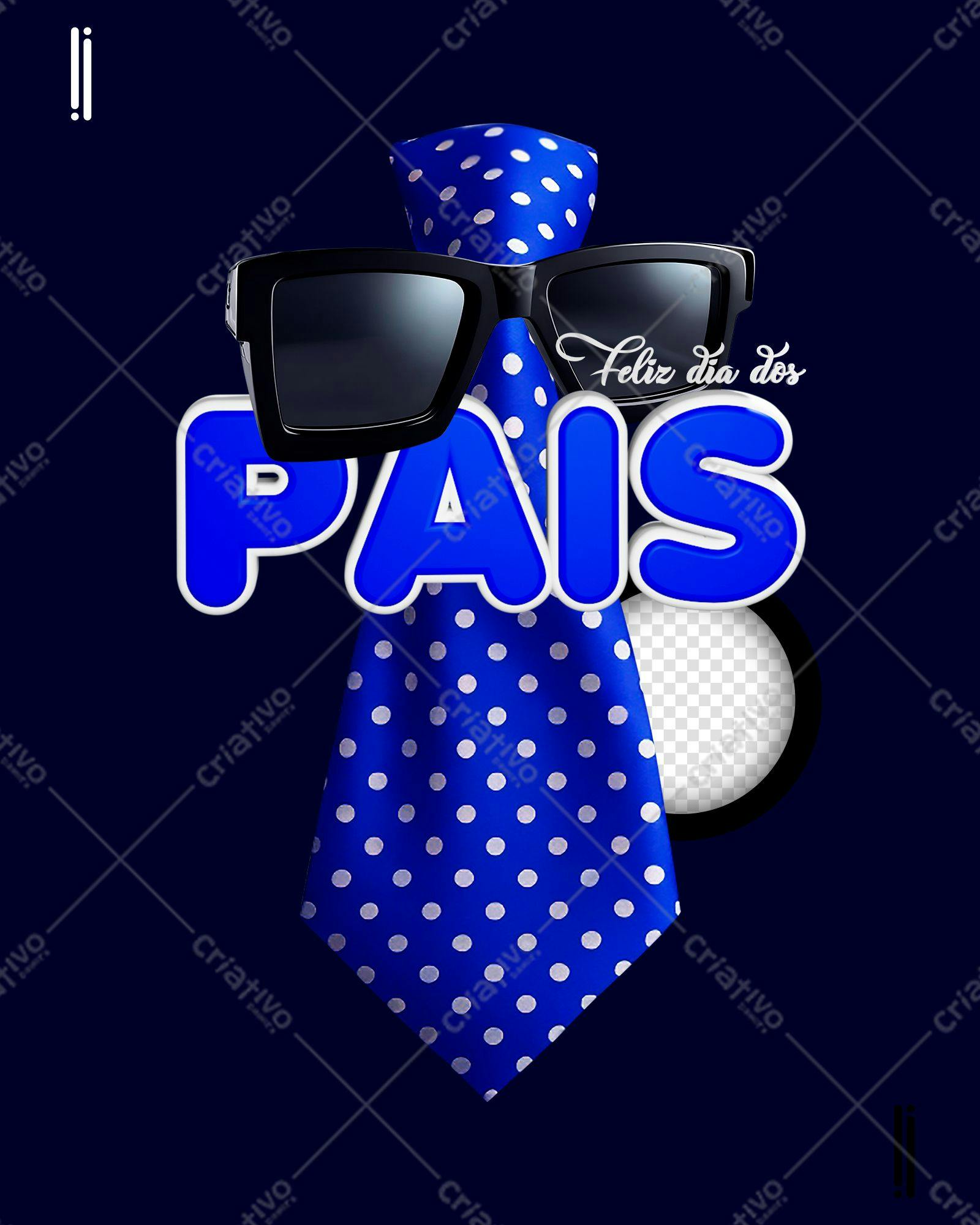Selo 3D Dia dos Pais azul e branco