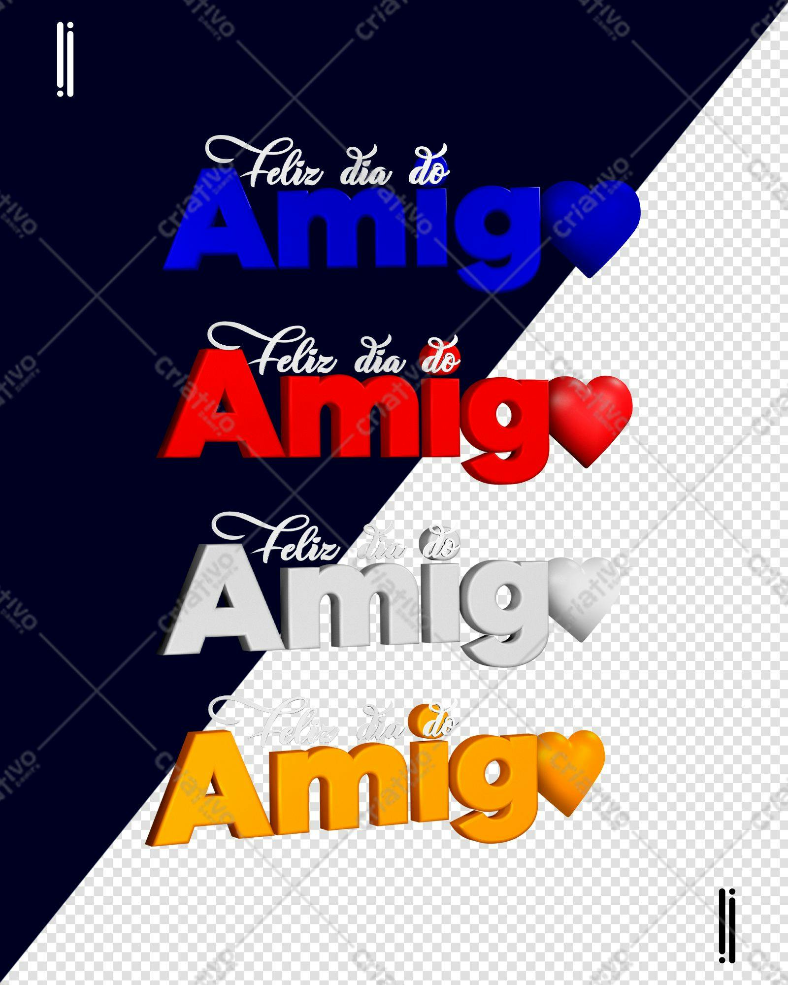 Selo 3D Dia do Amigo cores vibrantes