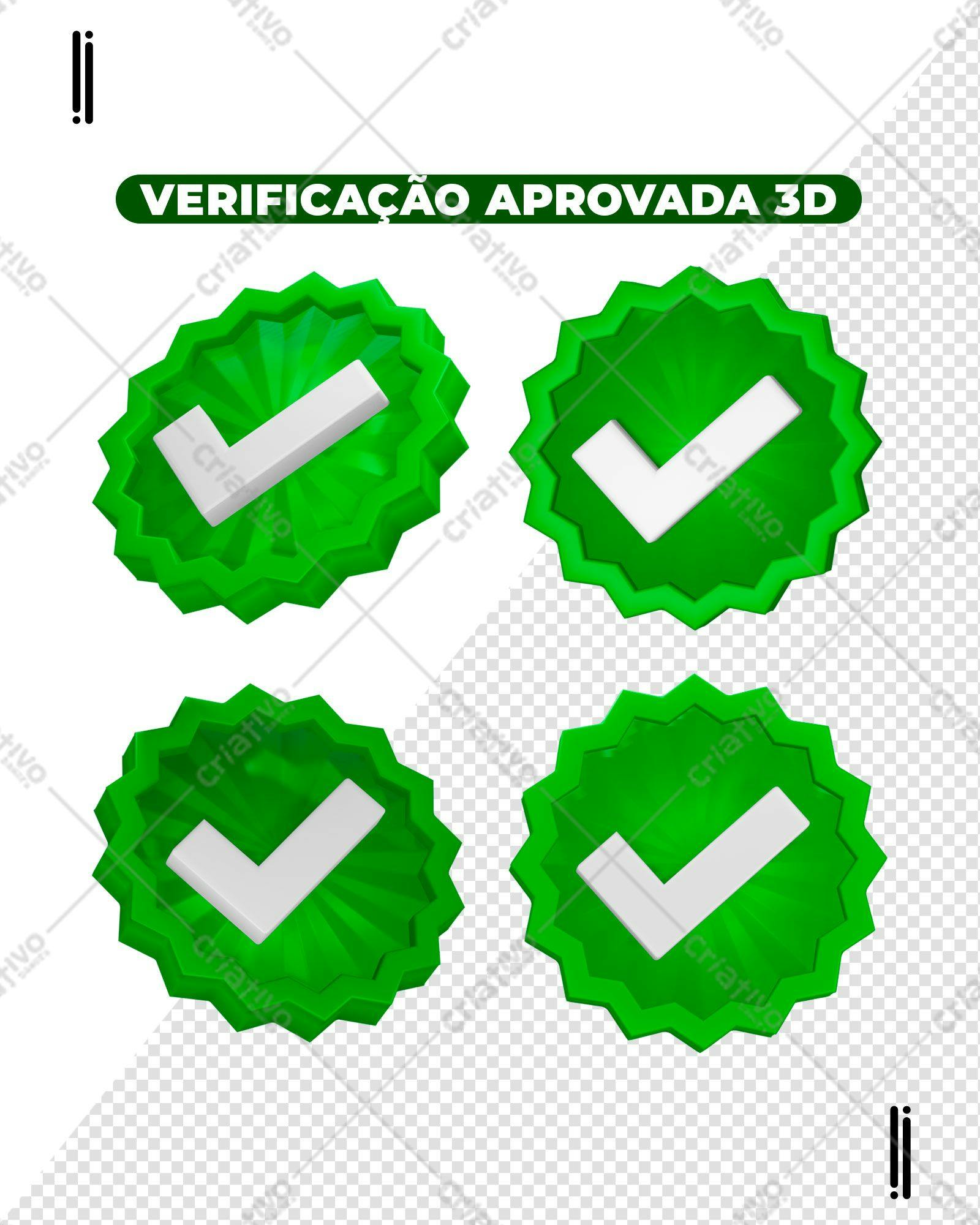 Selo 3D aprovação verde e branco 3D