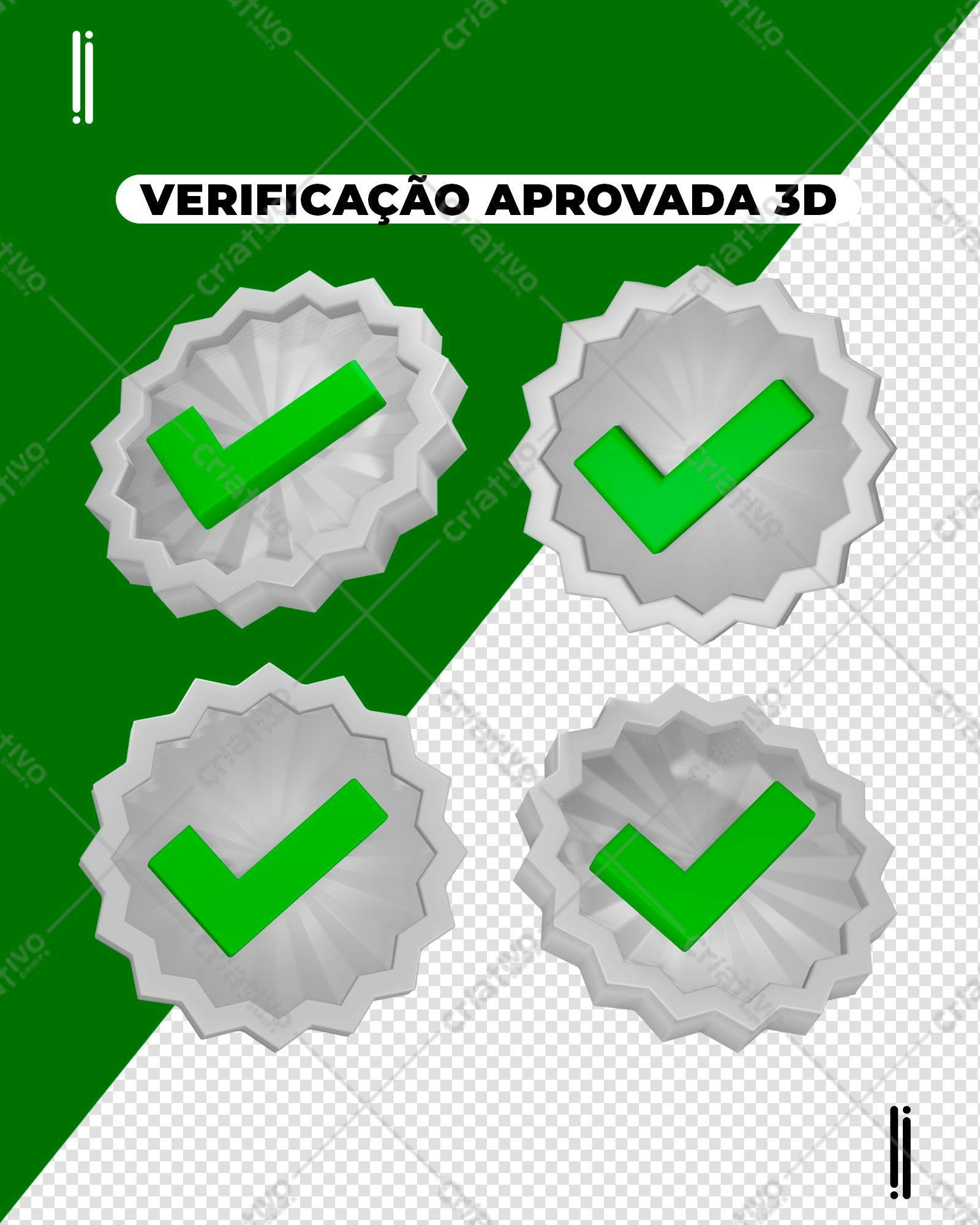 Selo 3D de Aprovação Verde e Cinza