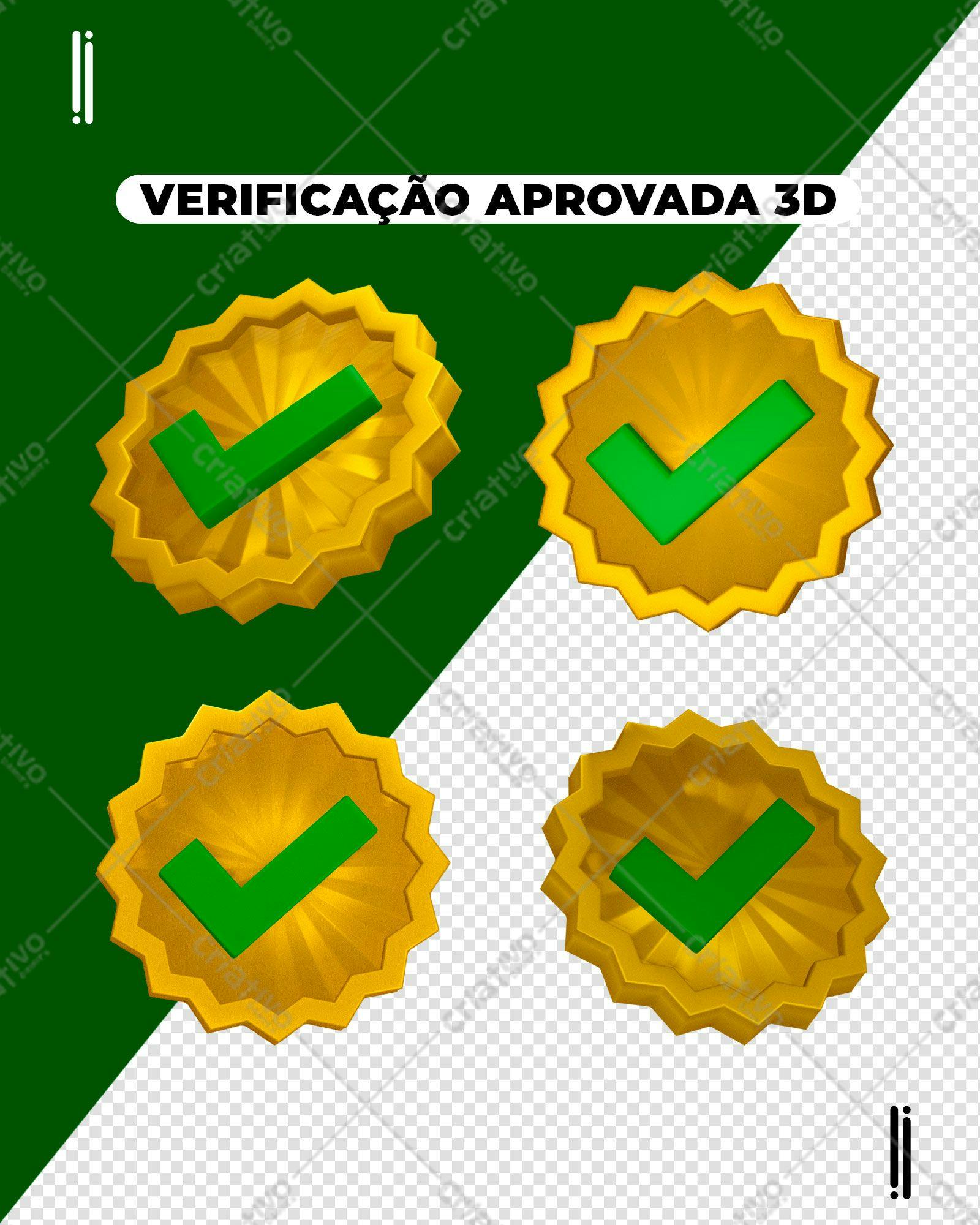 Selo 3D aprovação dourado e verde