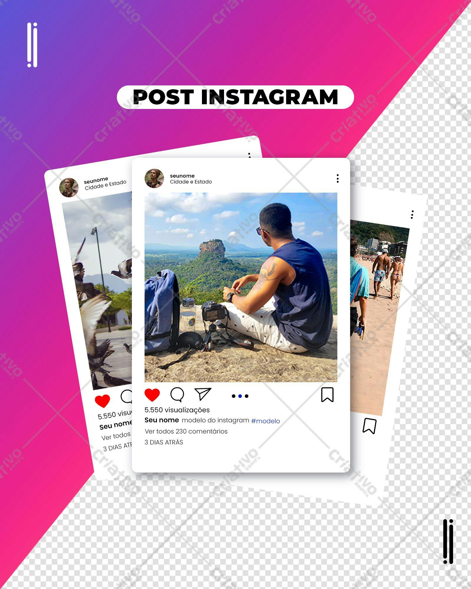 Selo 3D Instagram Post Modelo