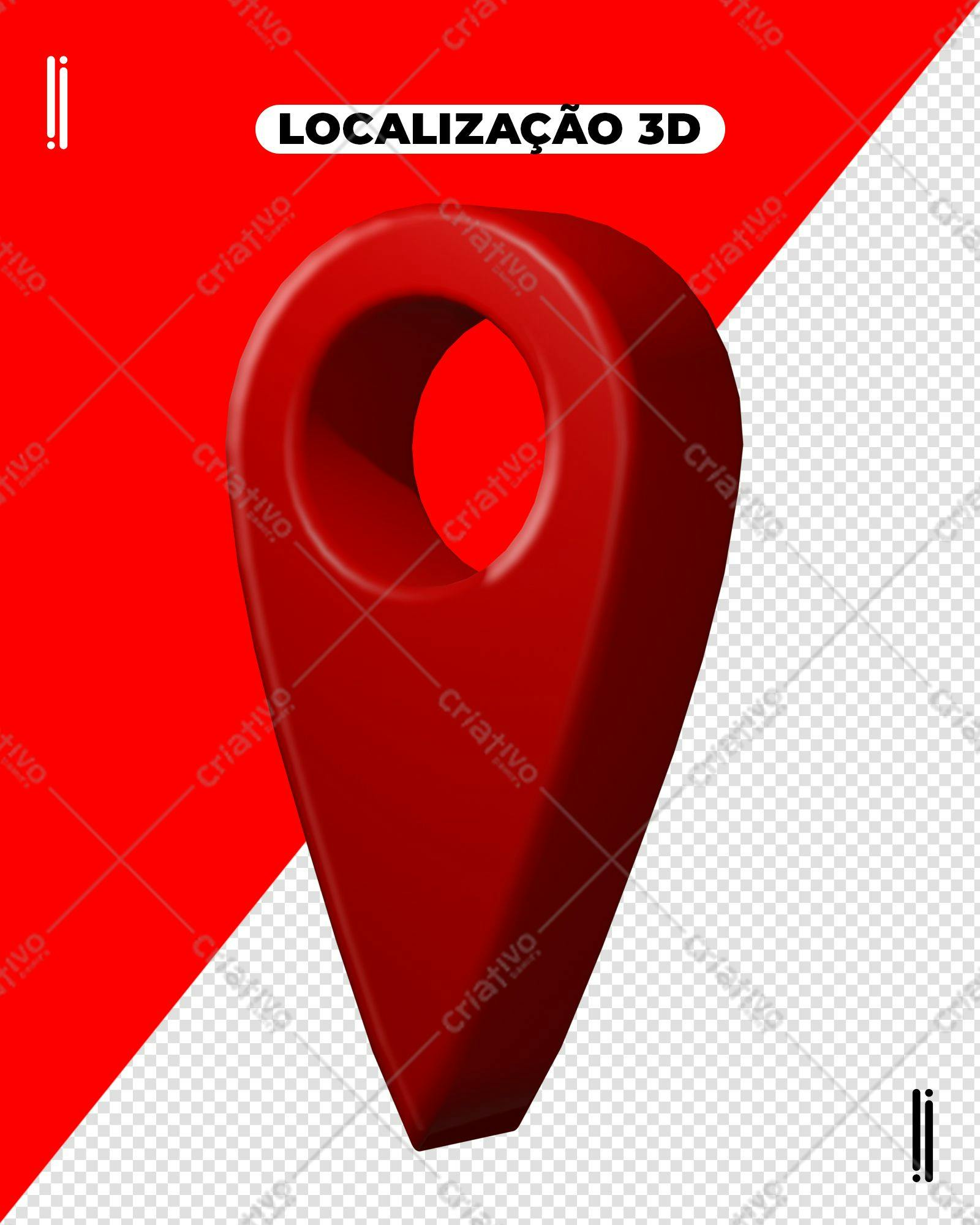 Selo 3D Localização Vermelho 3D