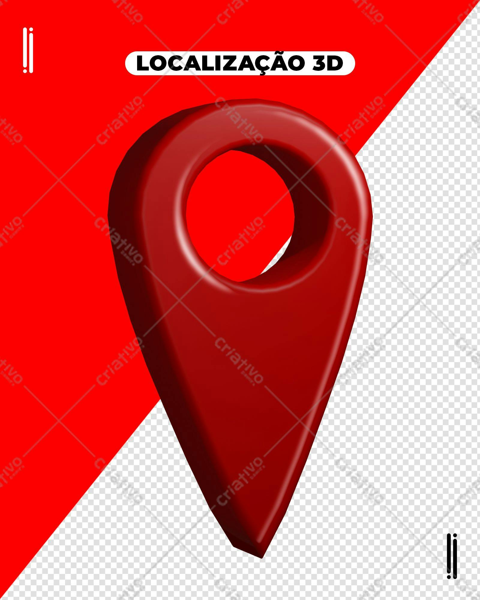Selo 3D localização vermelho 3D