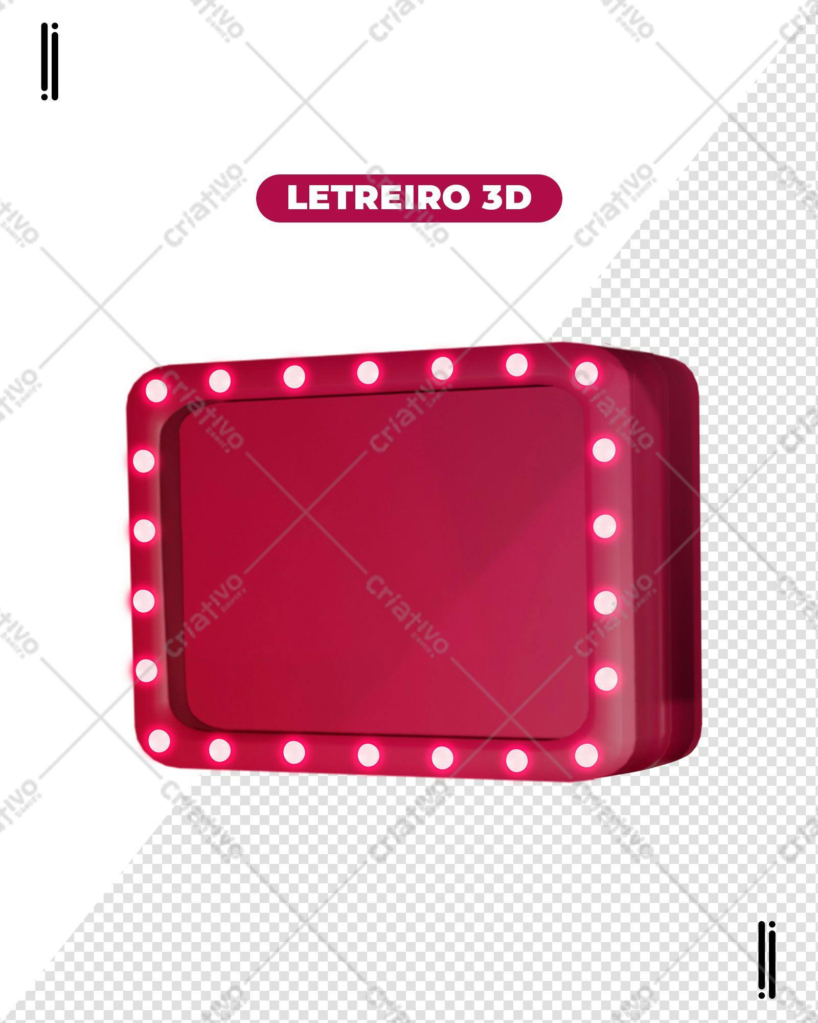 Selo 3D Letreiro Vermelho com Luzes Rosa