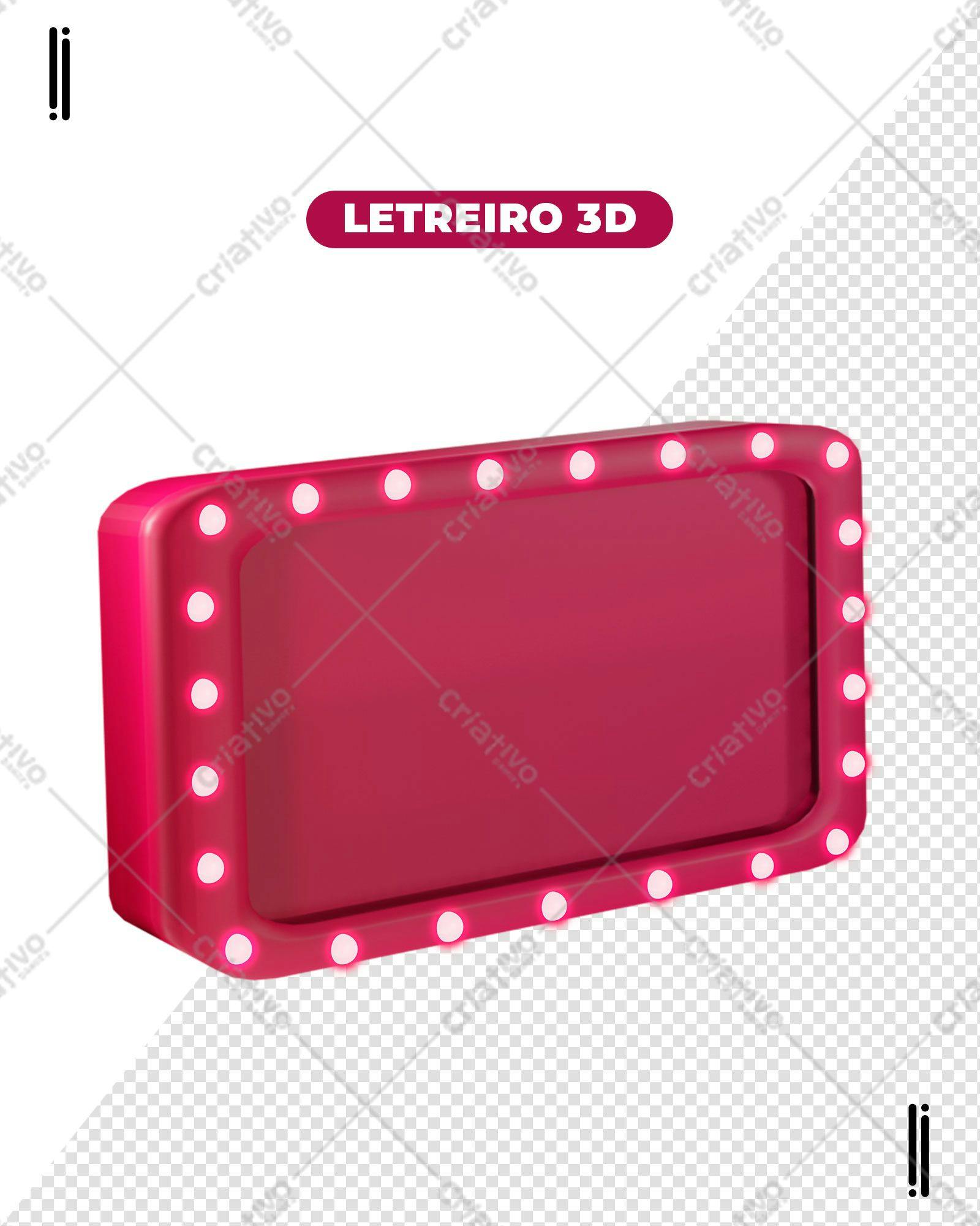 Selo 3D promocional rosa com luzes