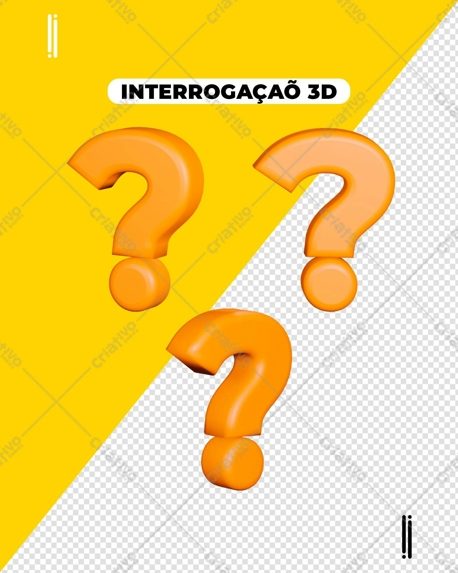 Selo 3D Interrogativo Laranja 3D
