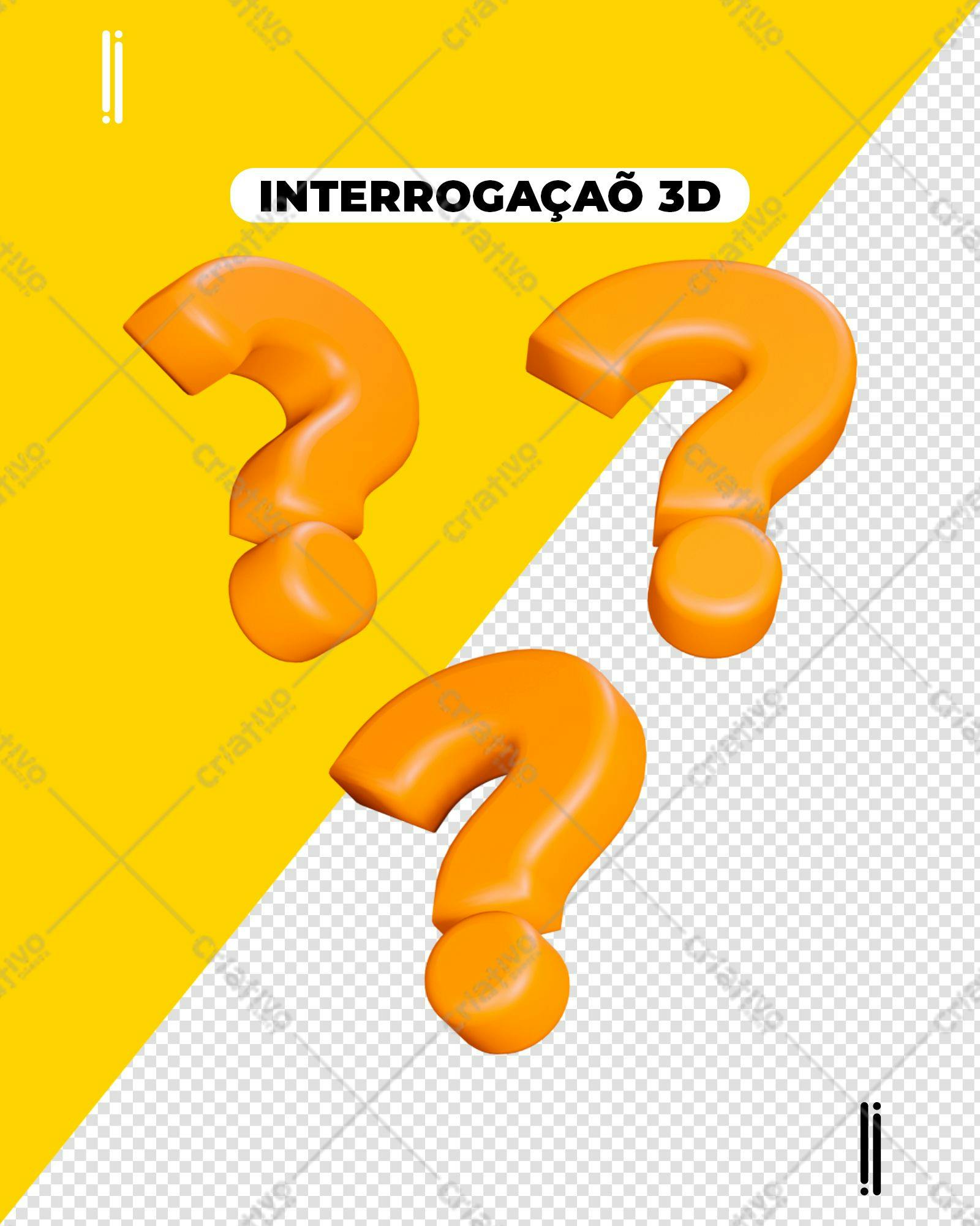 Selo 3D Interrogativo Laranja 3D