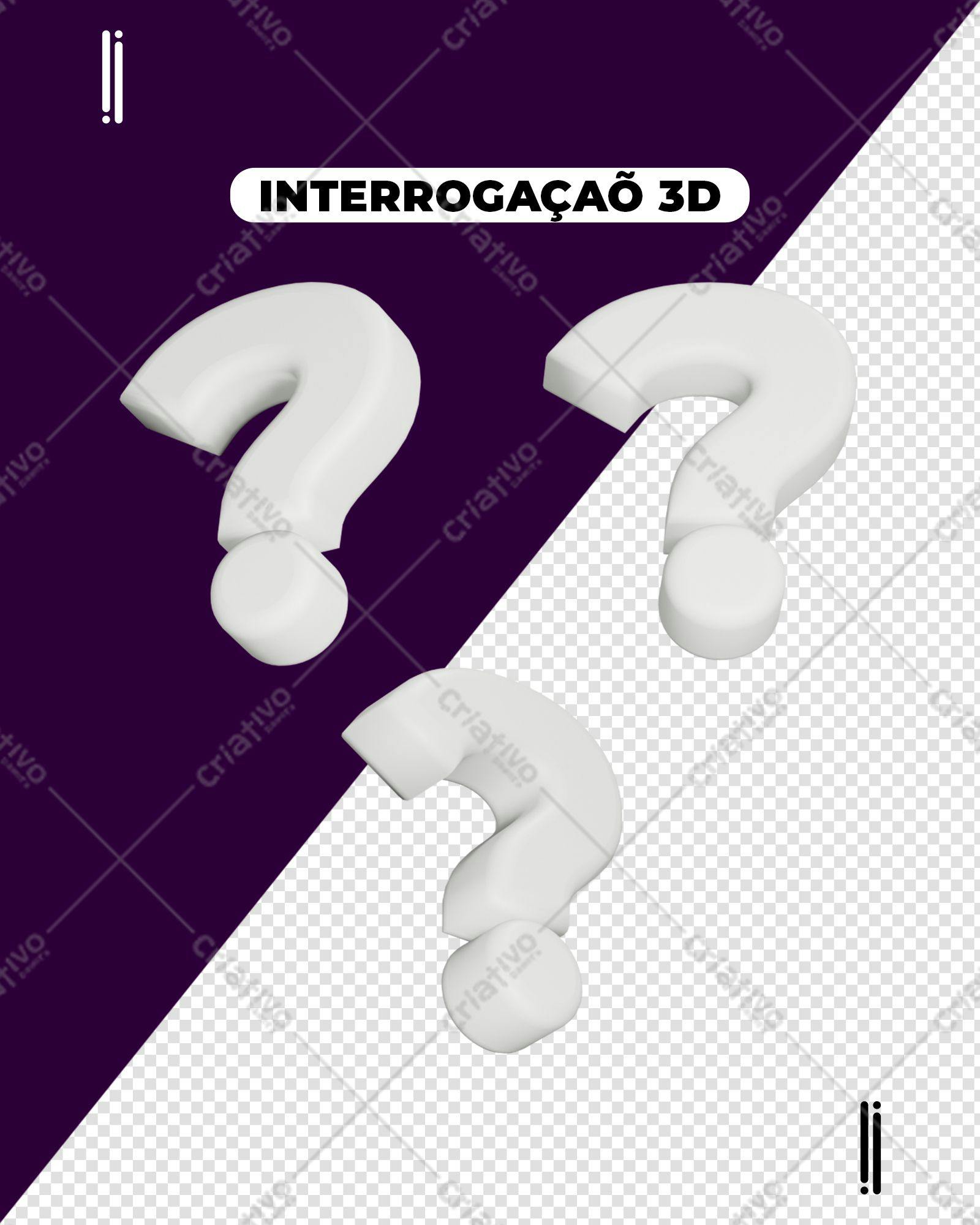Selo 3D Interrogativo Branco 3D