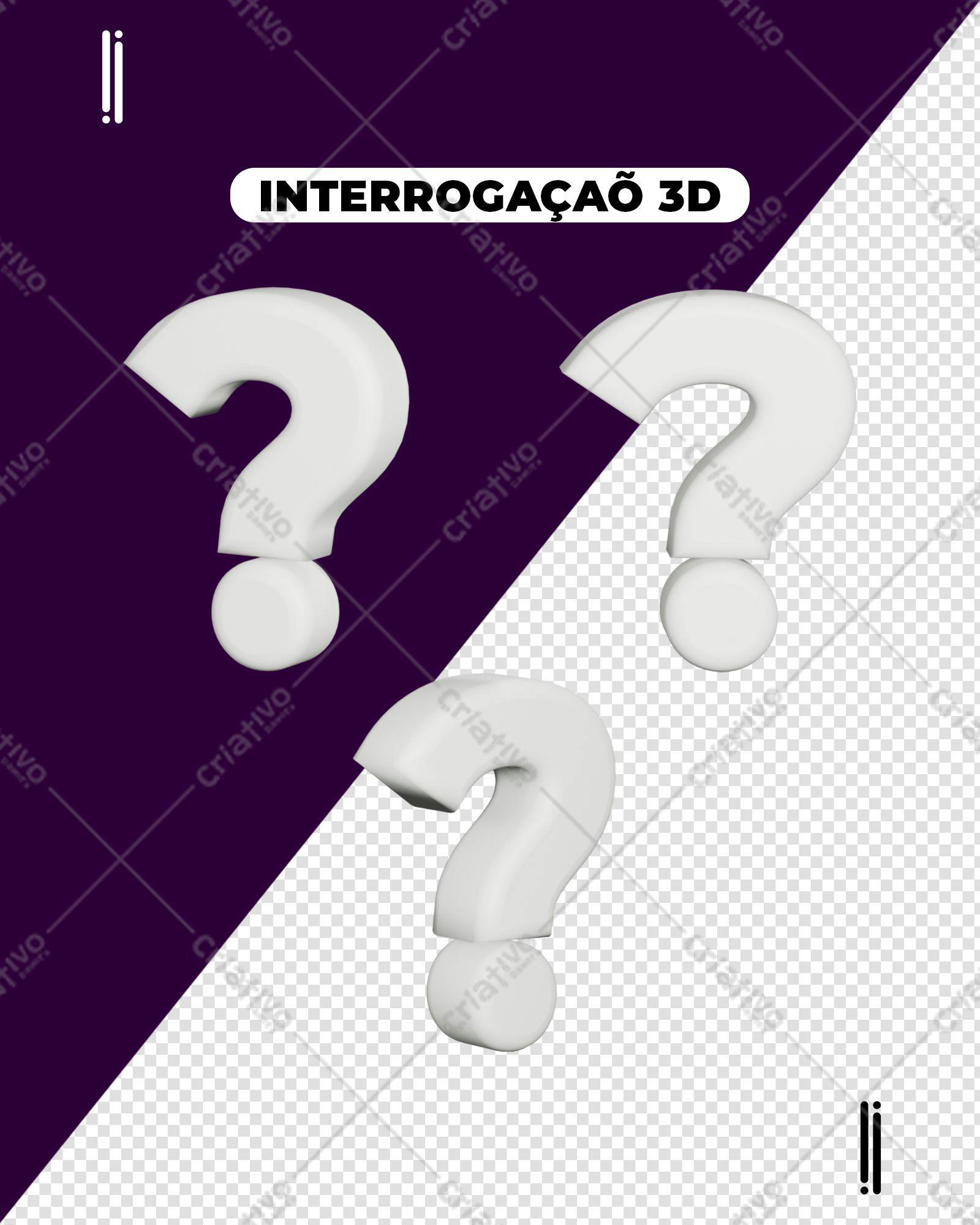Selo 3D Interrogativo branco 3D