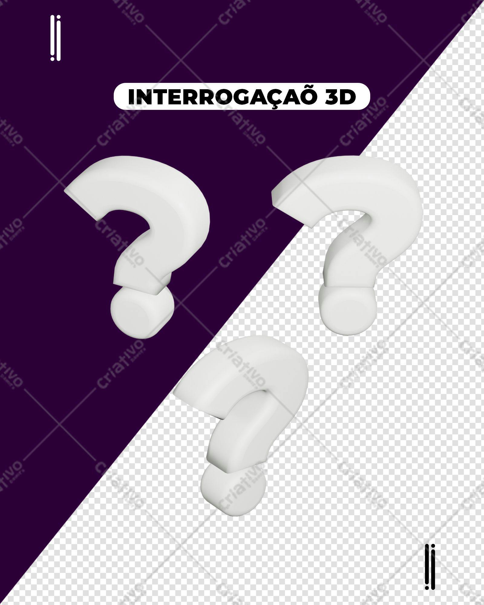 Selo 3D Interrogativo Branco 3D
