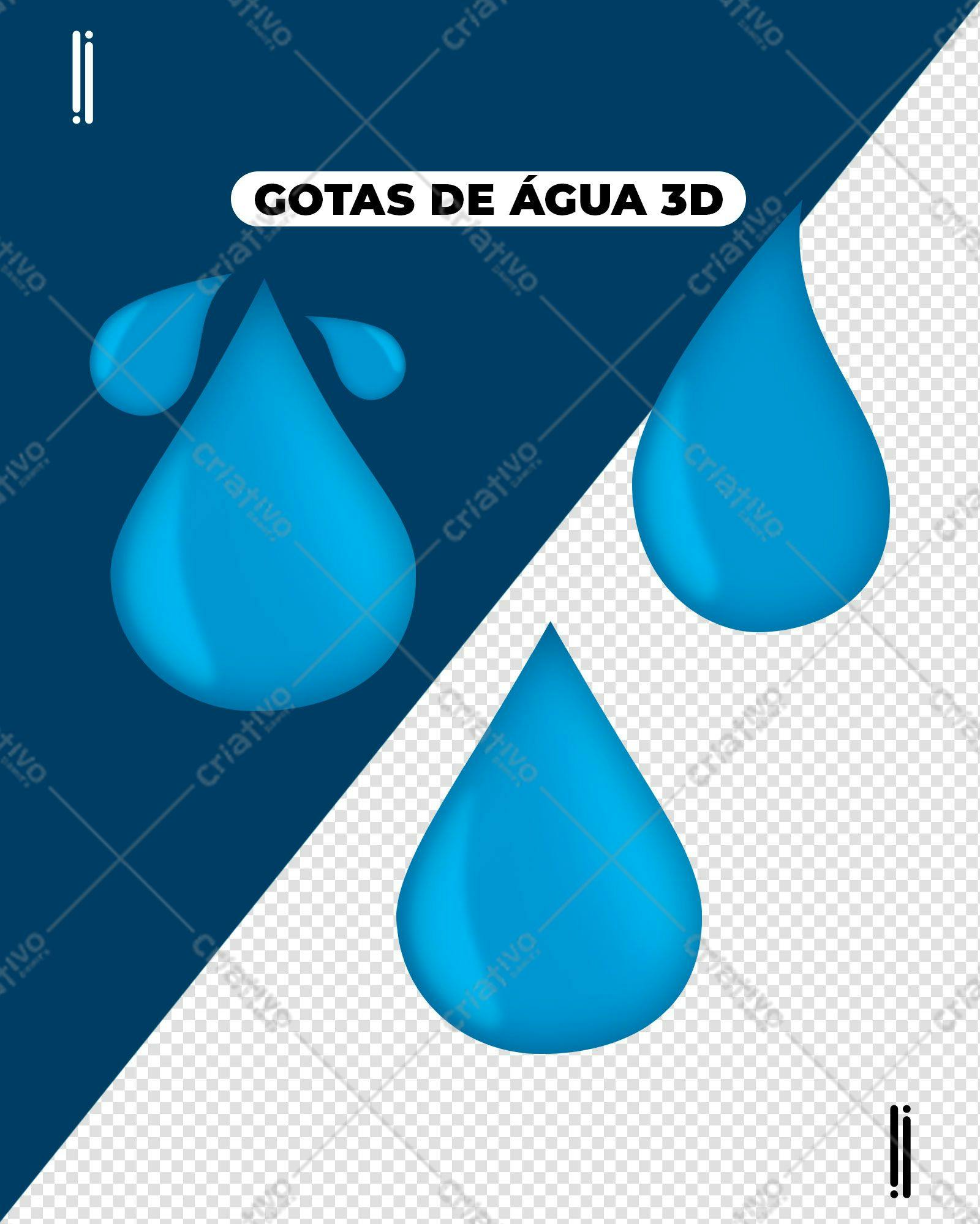 Selo 3D gota d'água azul 3D