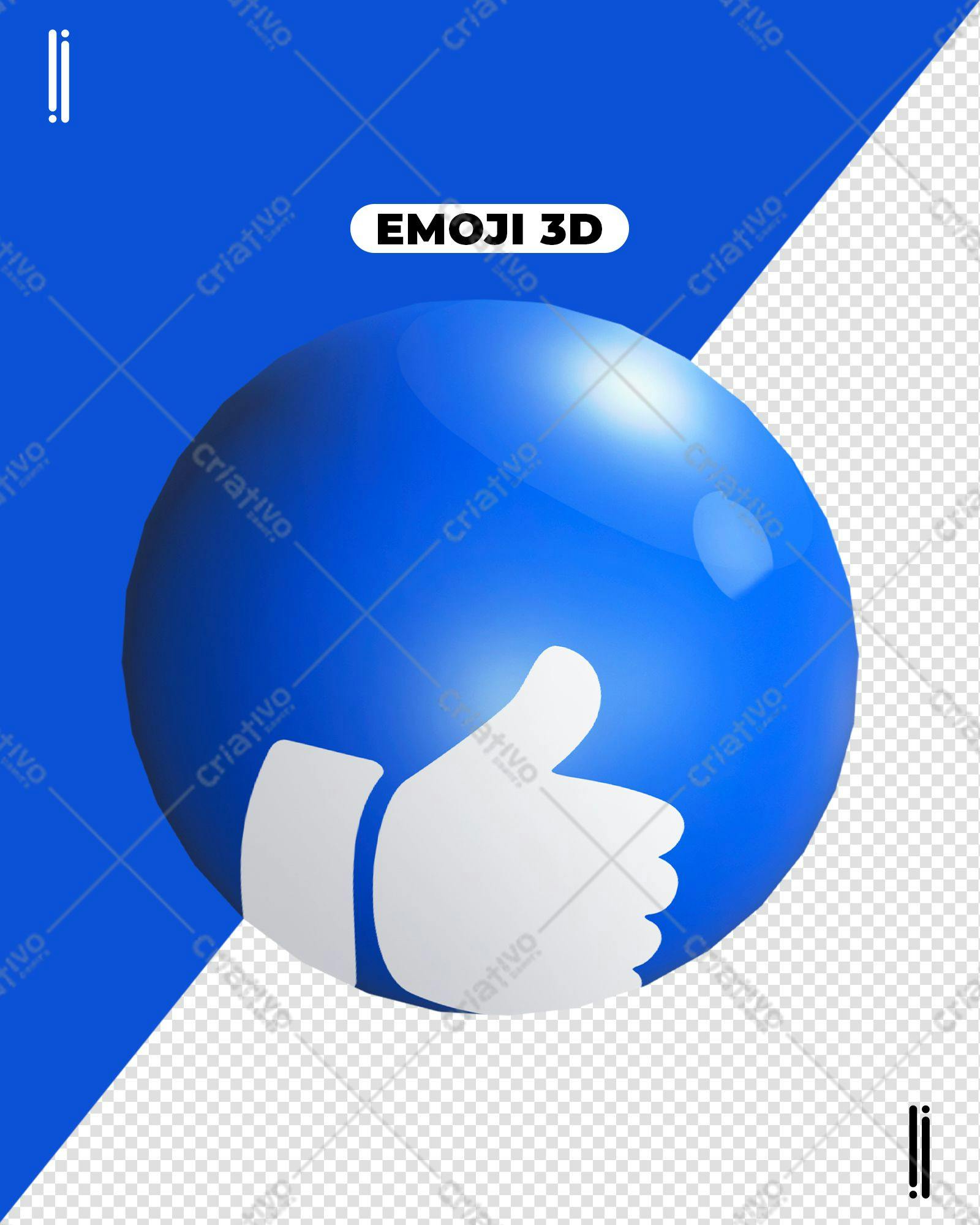 Selo 3D Emoji Aprovação Azul Brilhante