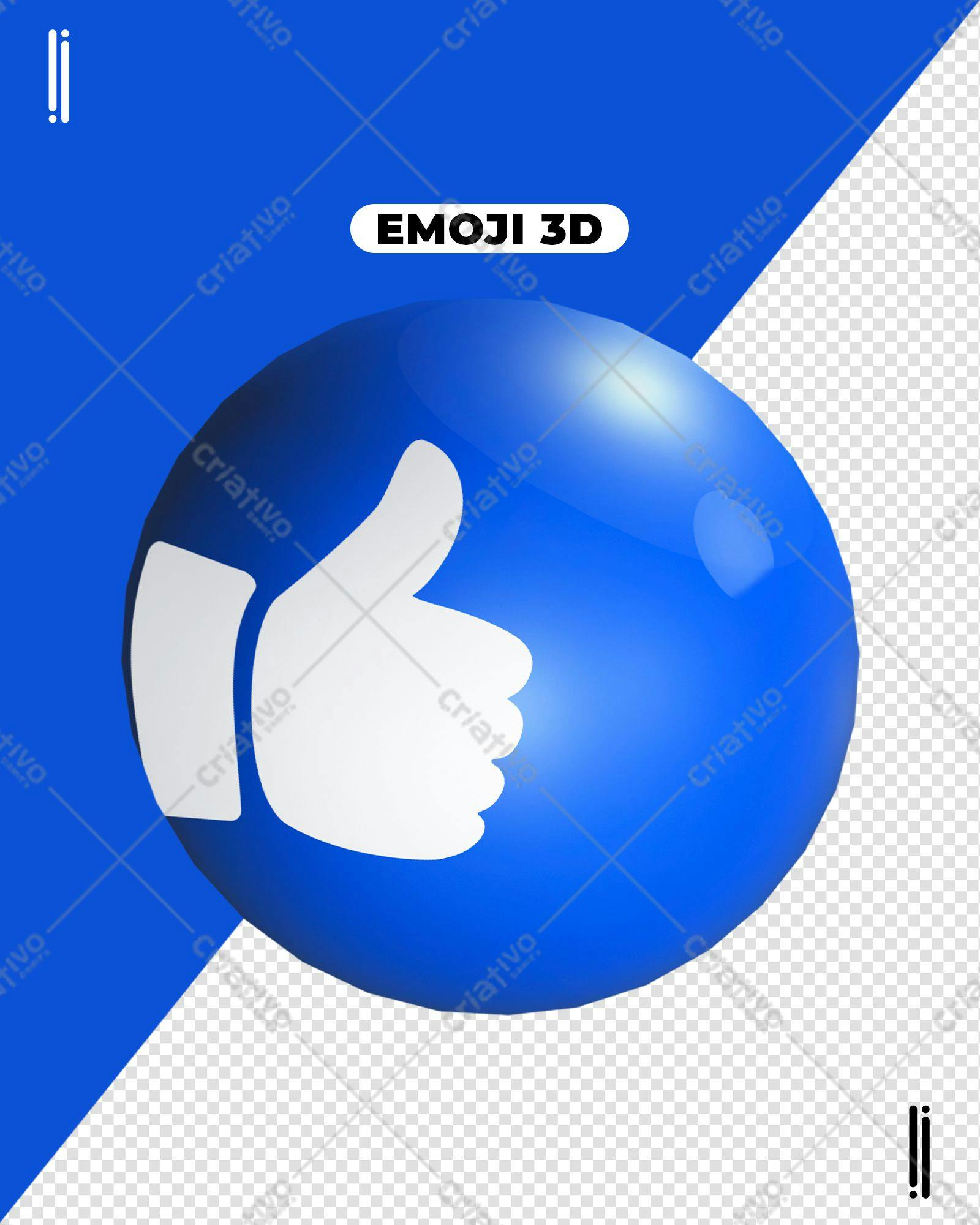 Selo 3D Aprovação Azul com Polegar para Cima
