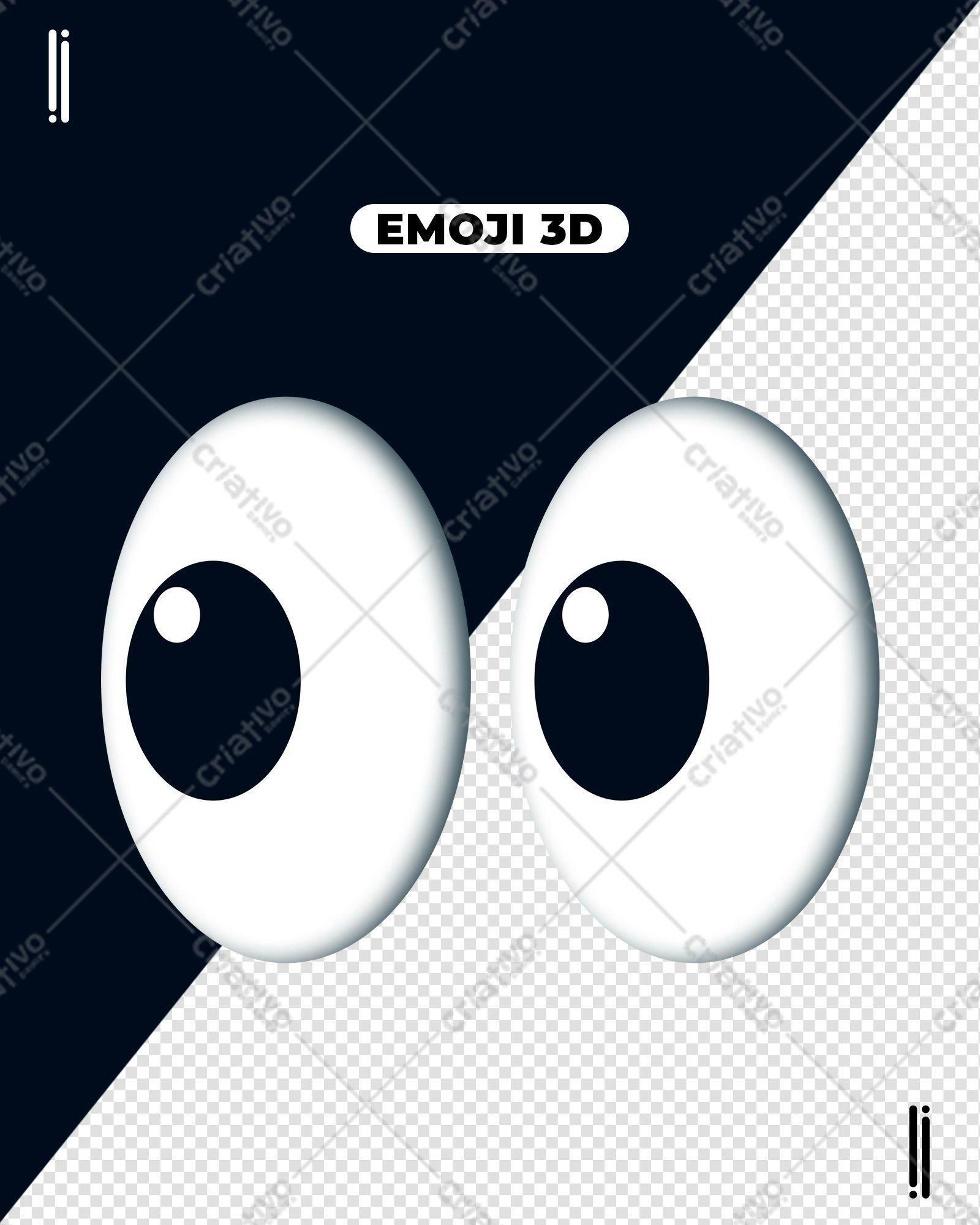 Selo 3D Emoji Olhos Branco e Preto