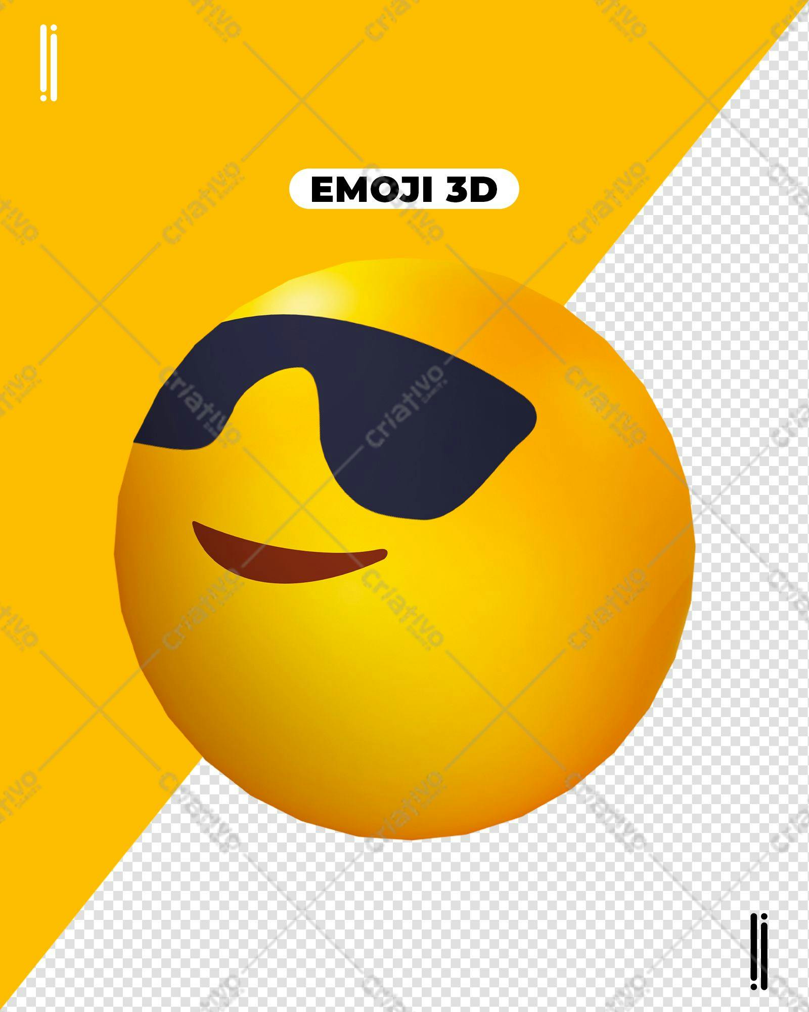 Selo 3D Emoji Amarelo com Óculos Escuros