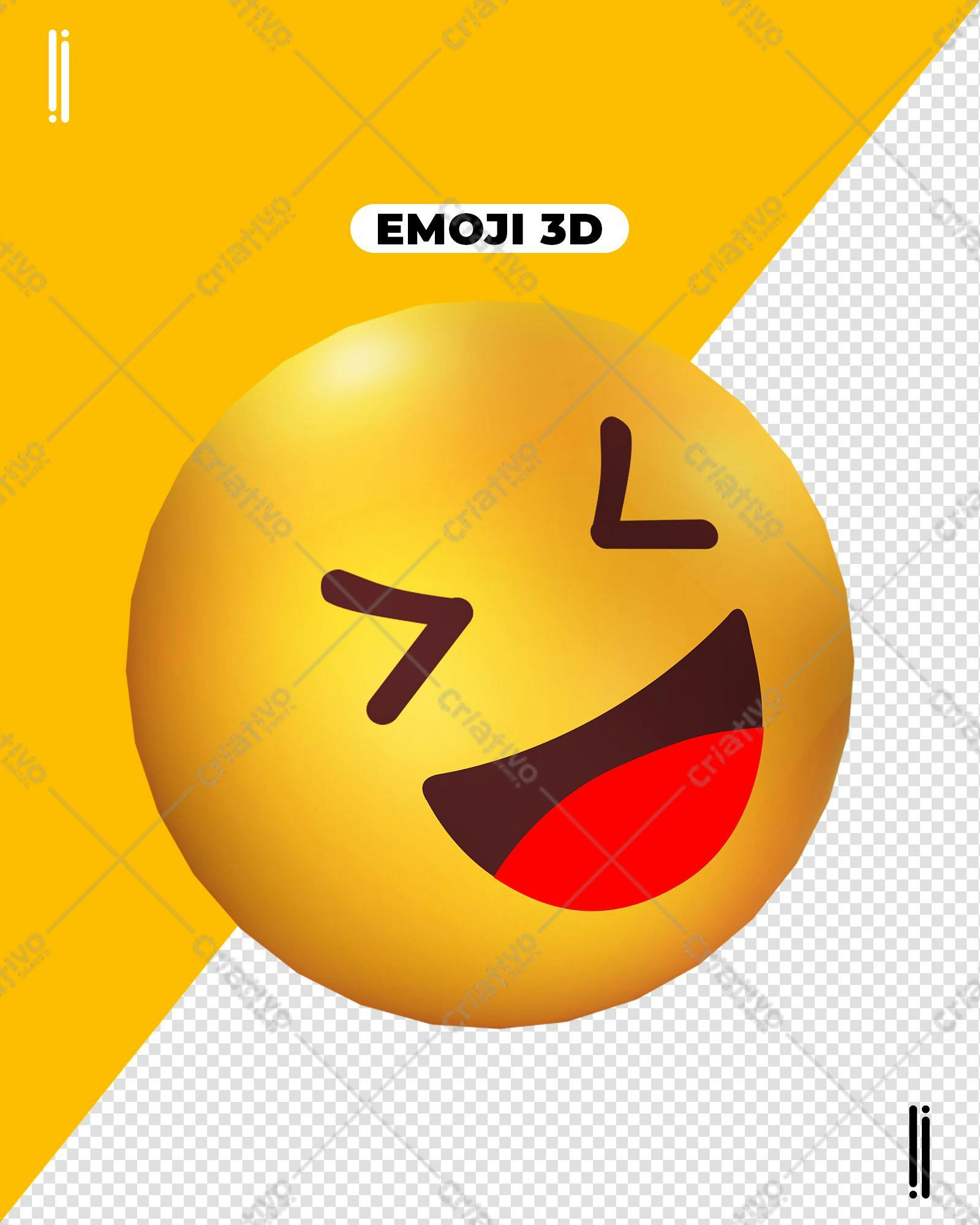 Selo 3D Emoji Amarelo e Vermelho Sorrindo