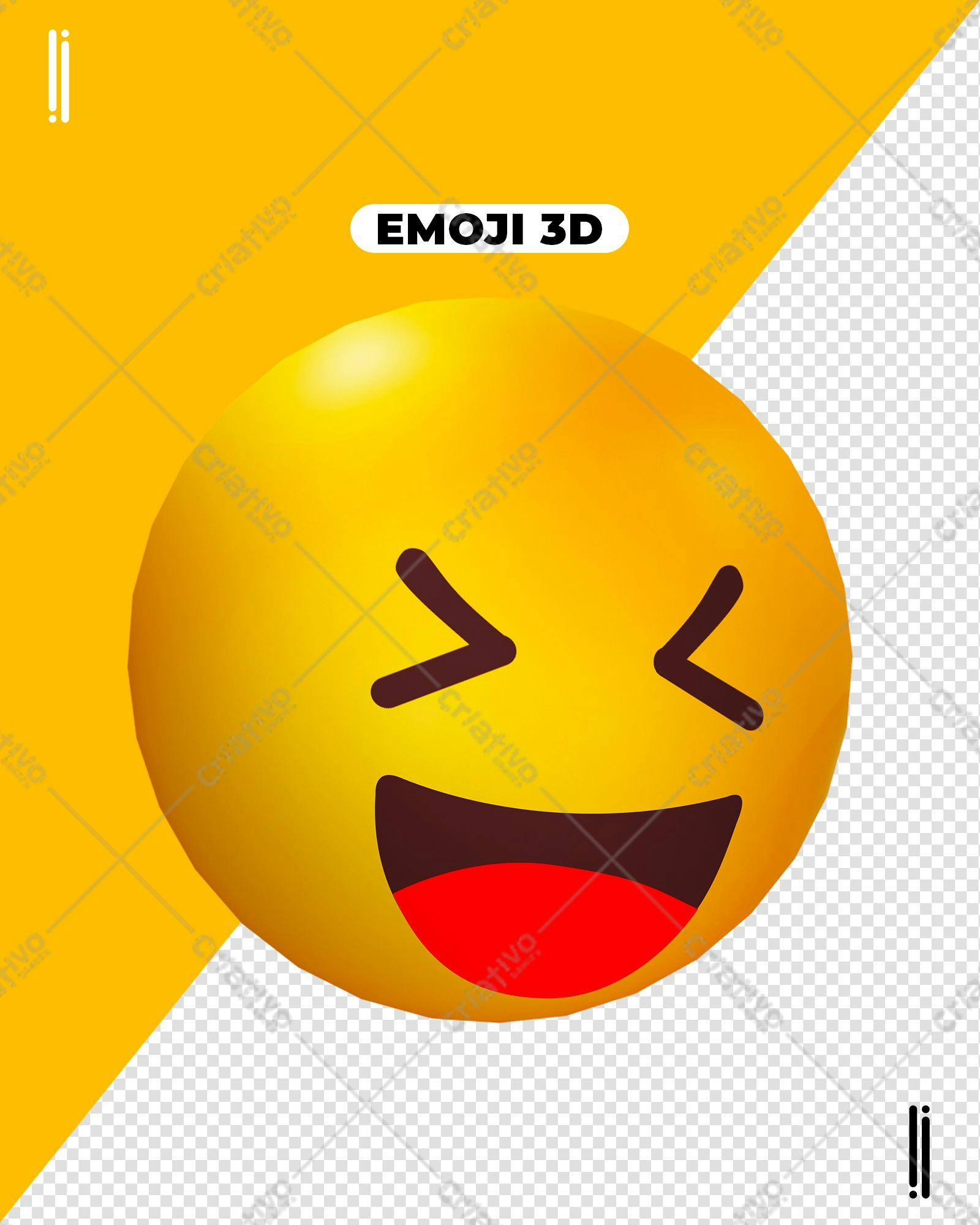 Selo 3D Emoji Amarelo e Vermelho Sorrindo