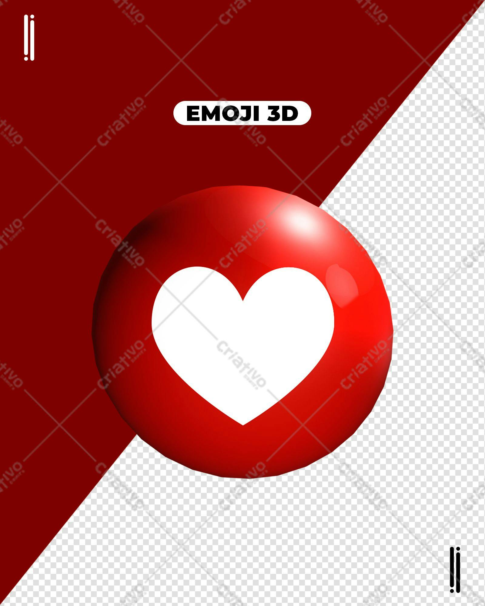 Selo 3D Emoji Amor Vermelho e Branco
