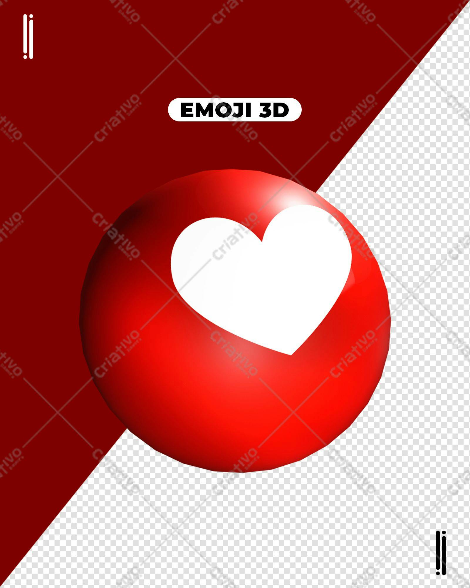 Selo 3D Emoji Amor Vermelho e Branco