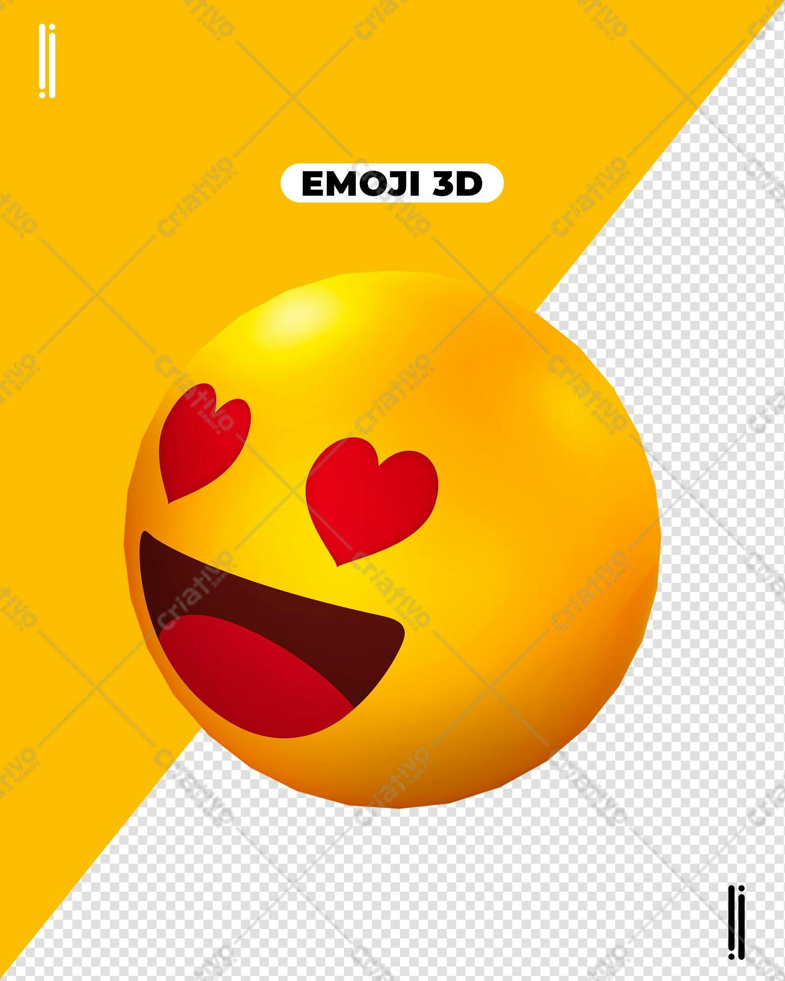 Selo 3D Emoji apaixonado amarelo e vermelho