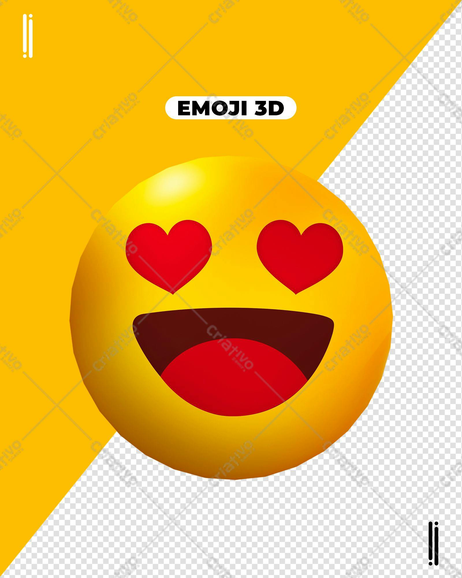 Selo 3D Emoji Amor Amarelo e Vermelho