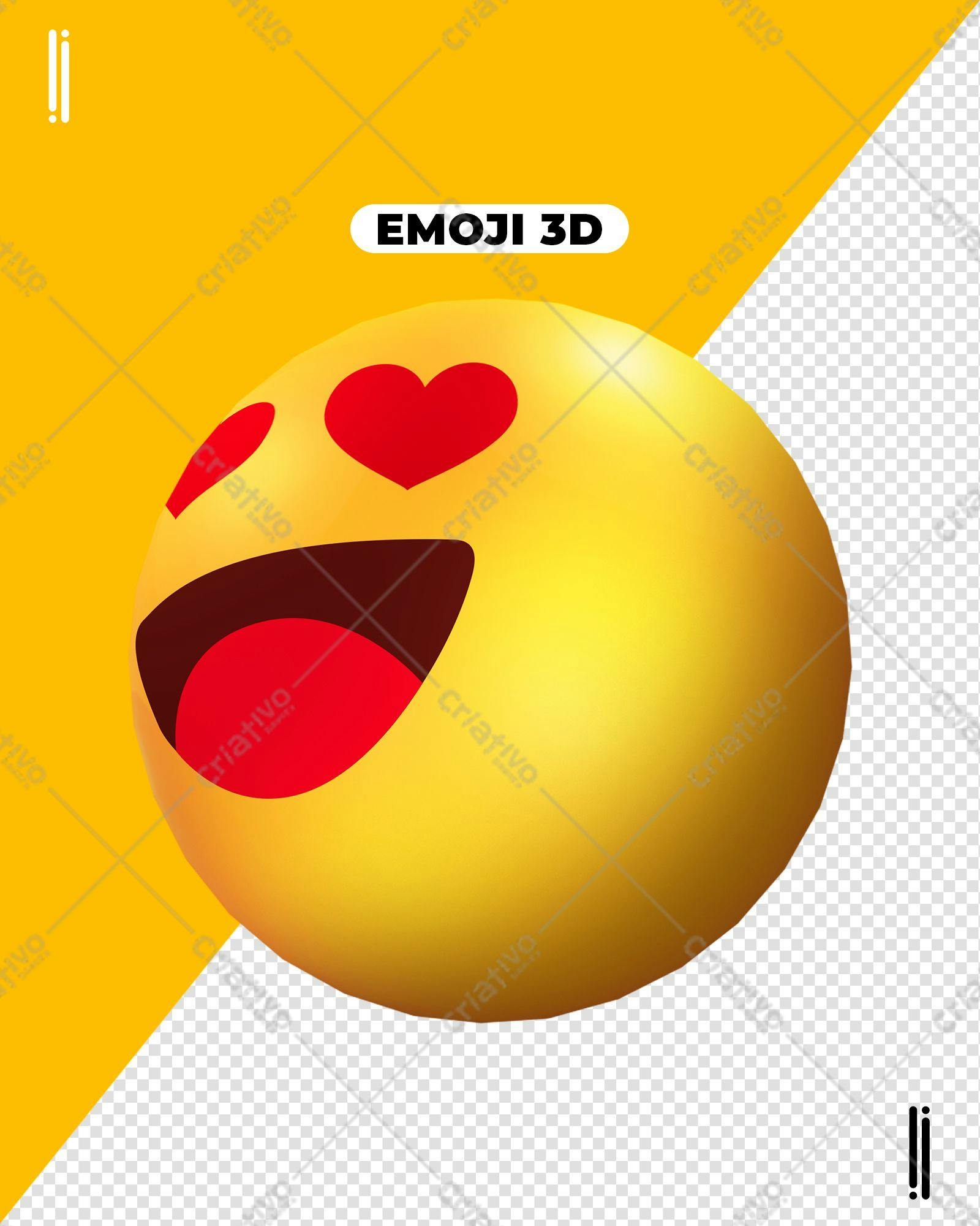 Selo 3D Emoji Amor Amarelo e Vermelho
