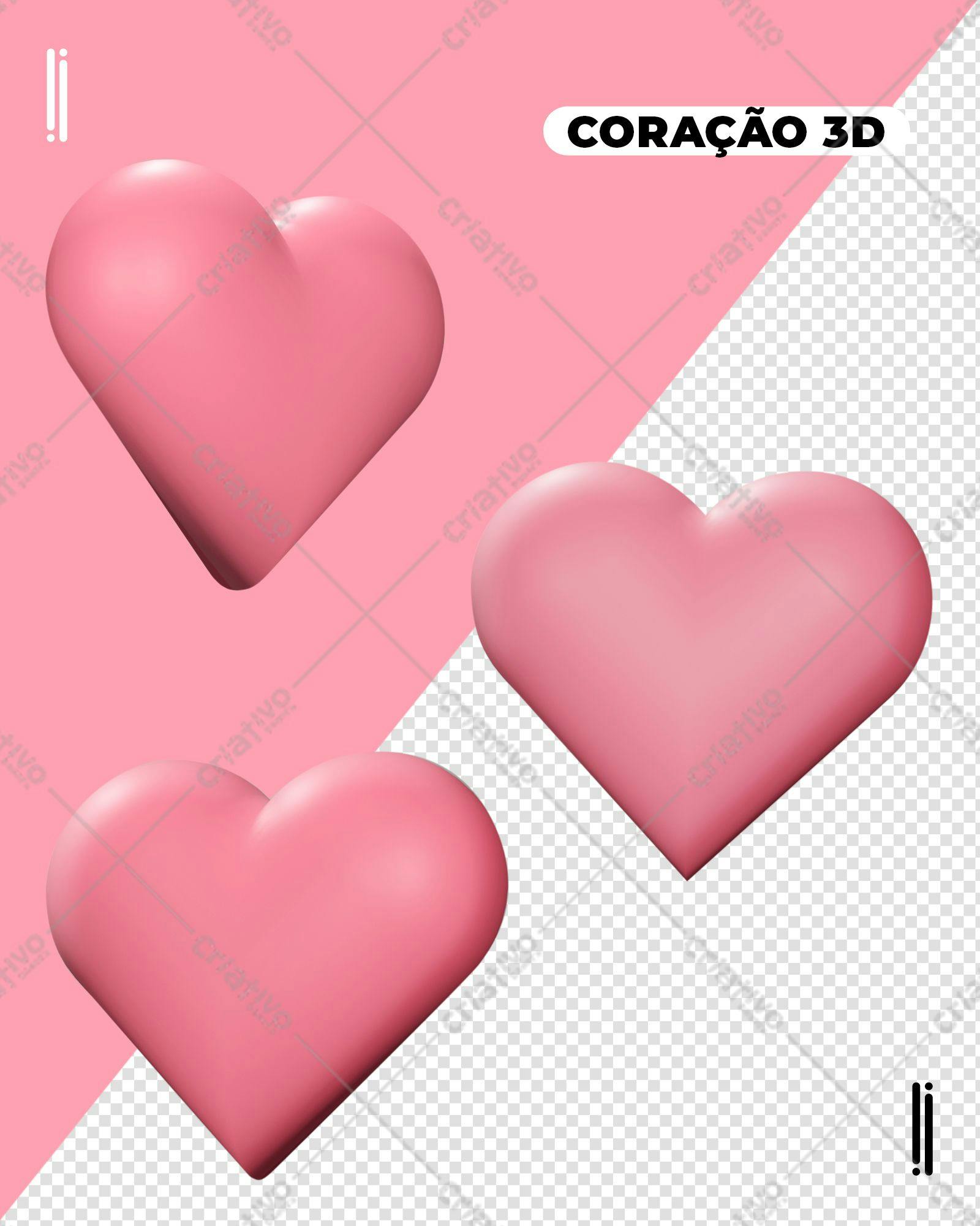 Selo 3D Romântico em Formato de Coração Rosa