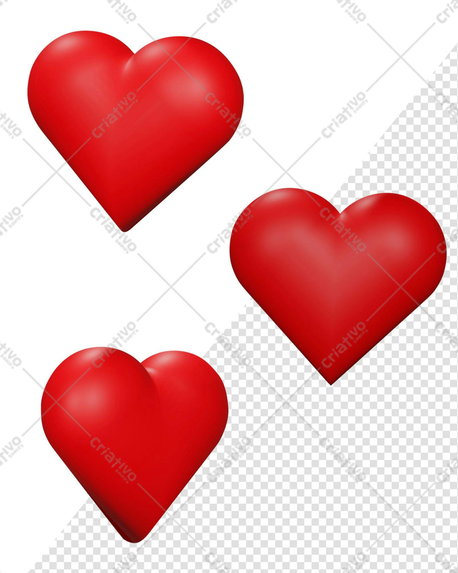Selo 3D Amor Vermelho Formato Coração