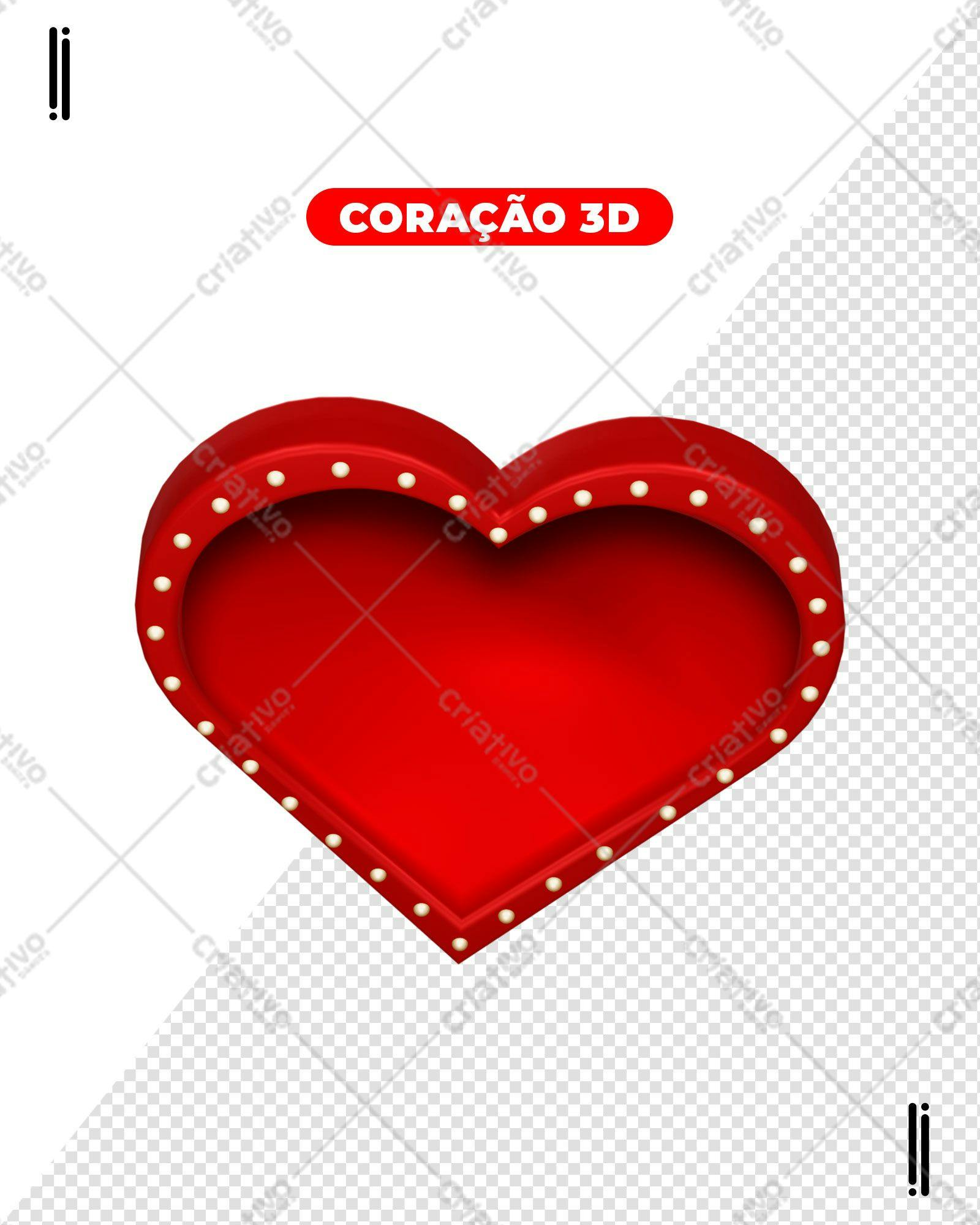 Selo 3D romântico vermelho com detalhes em branco