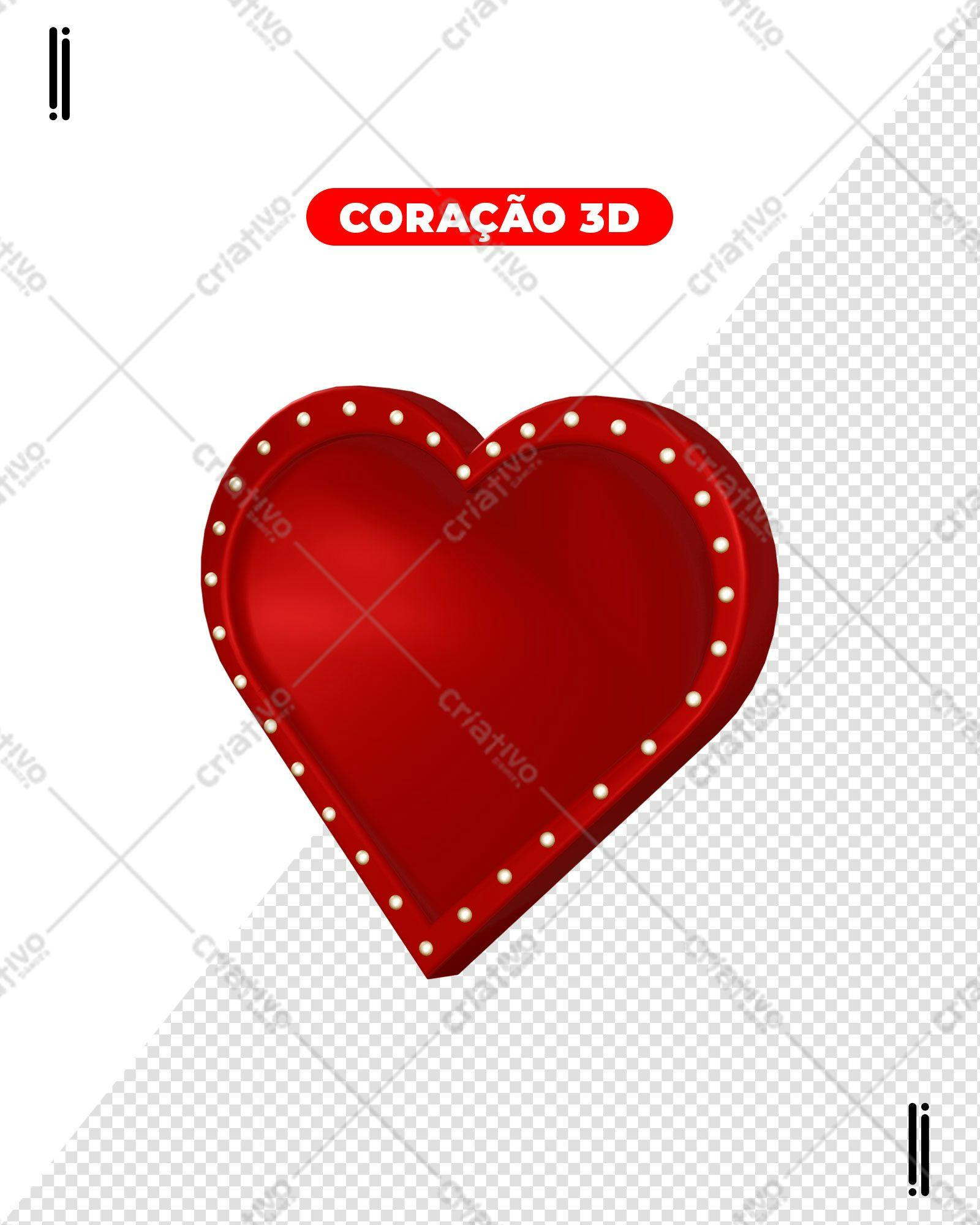 Selo 3D Romântico Vermelho com Iluminação
