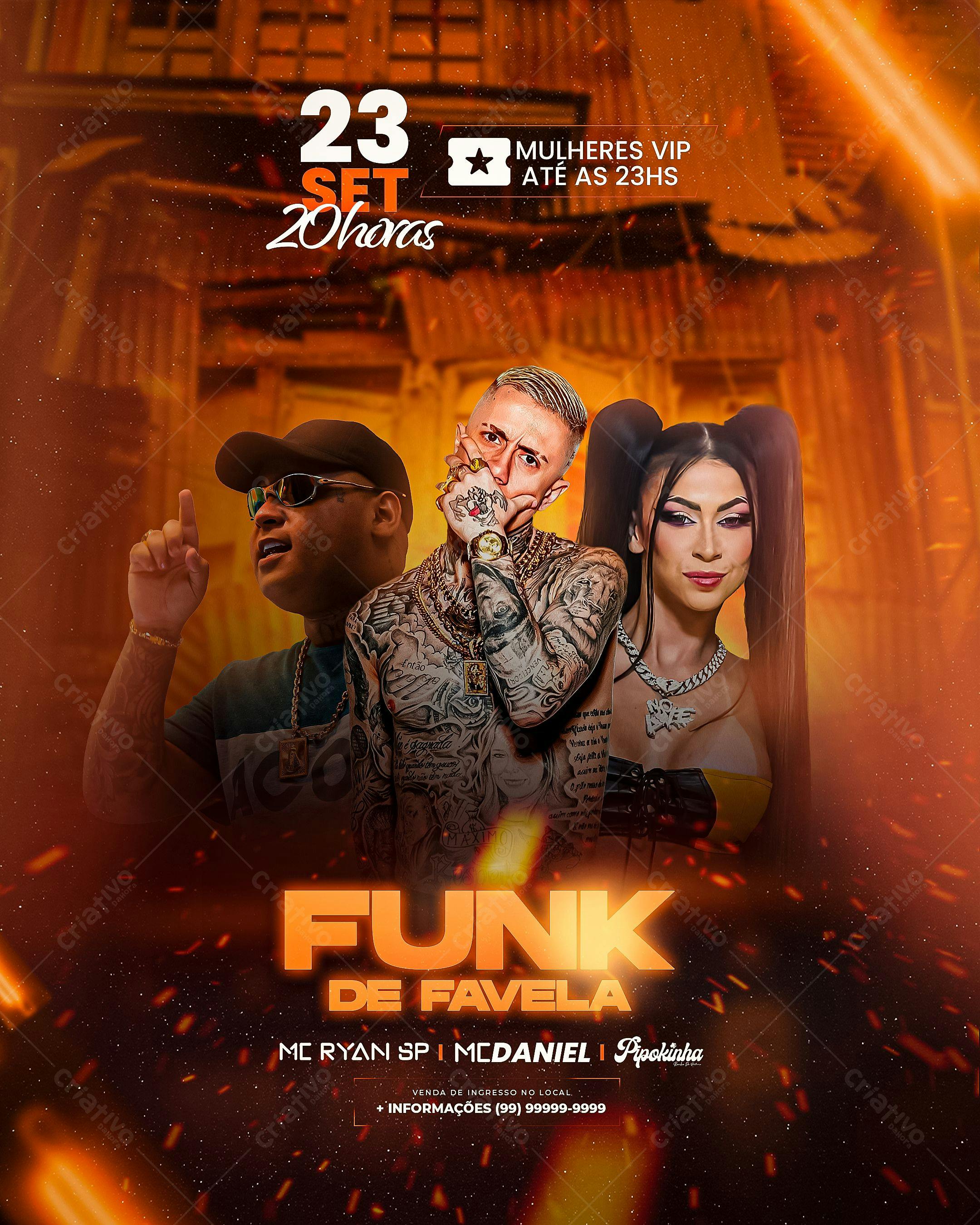 Flyer para Festa Funk de Favela PSD Editável